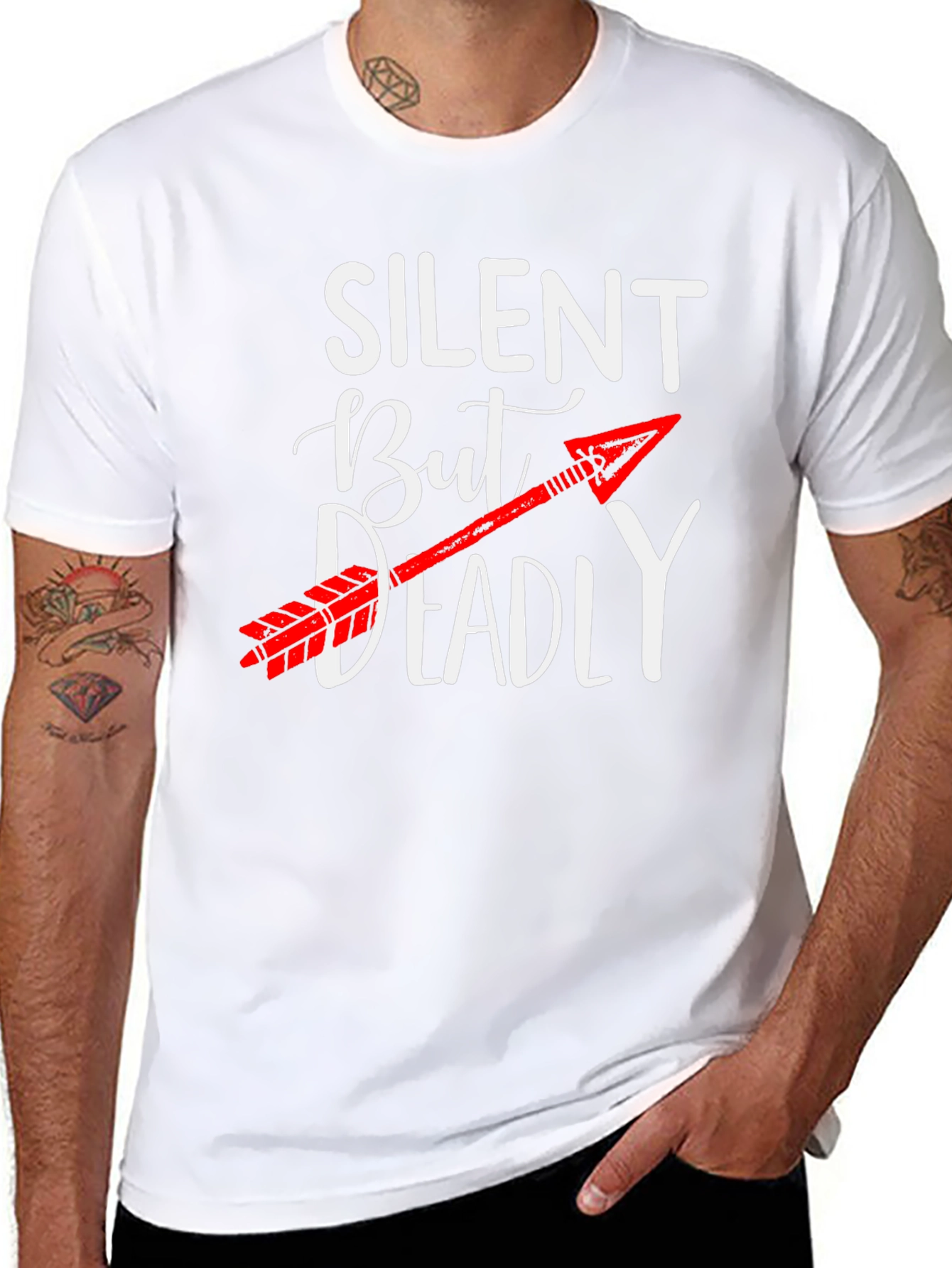 Black Silent But Deadly Arrow Graphic Tee view 8