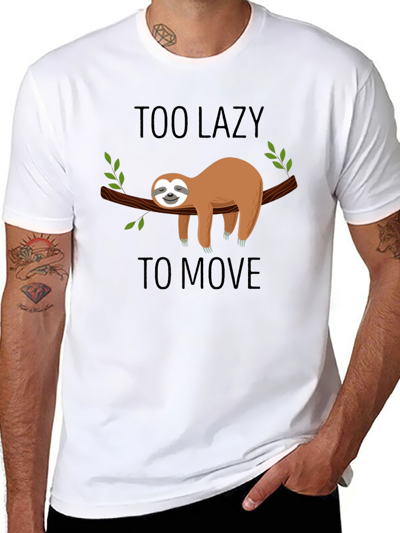 Black Lazy Sloth Graphic T-Shirt - Men's Black Tee view 8