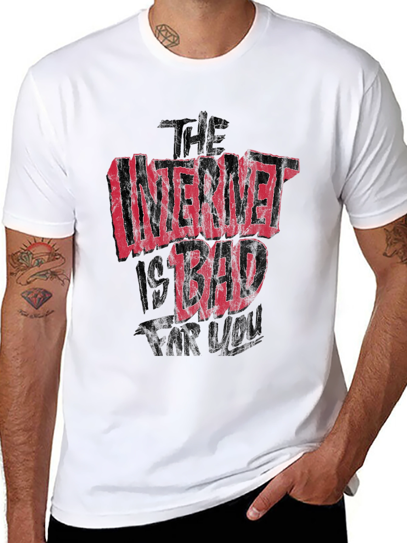 Black The Internet Is Bad For You Graphic T-Shirt view 8