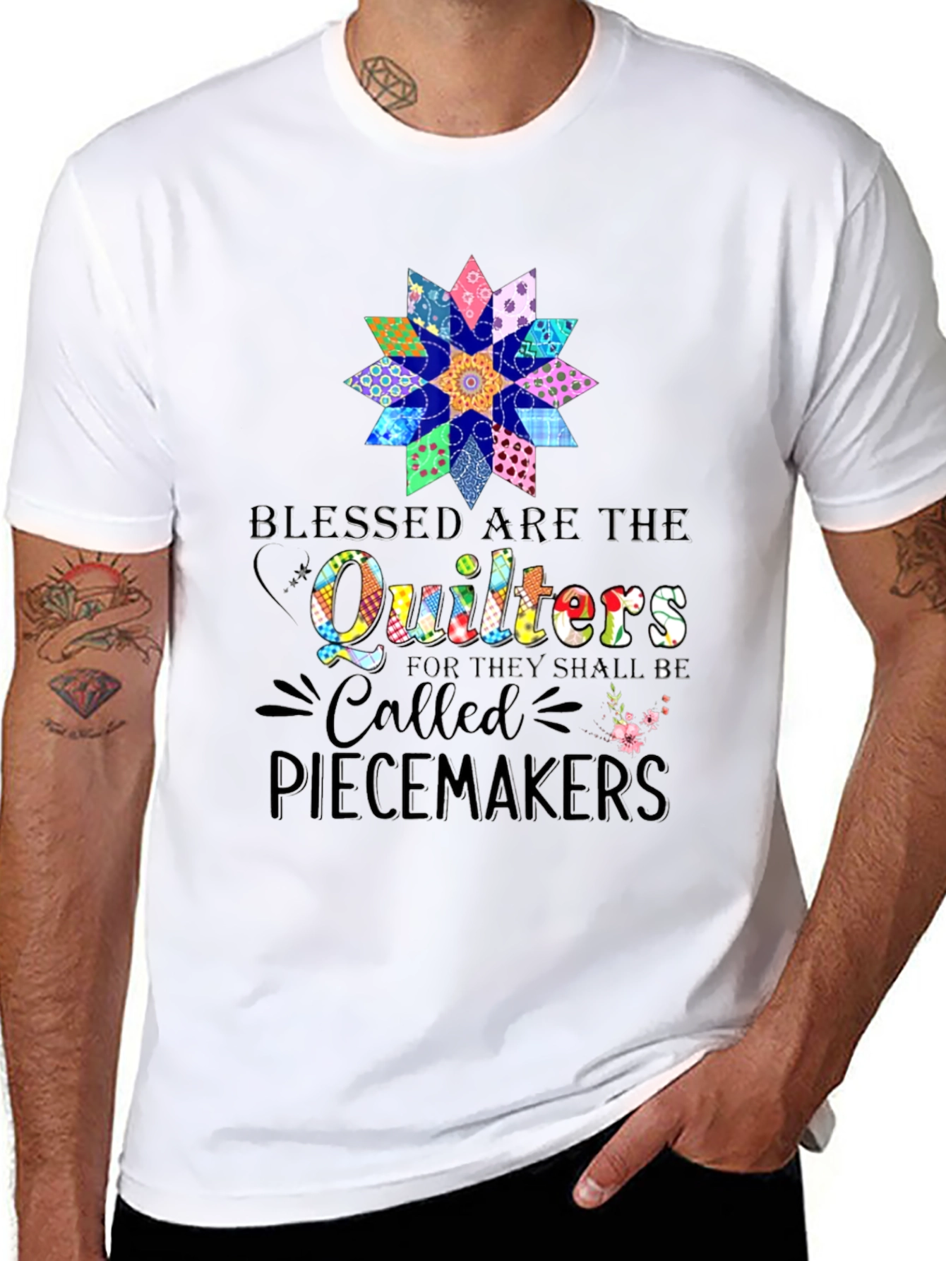 Black Quilters Piecemakers Black Graphic T-Shirt view 8