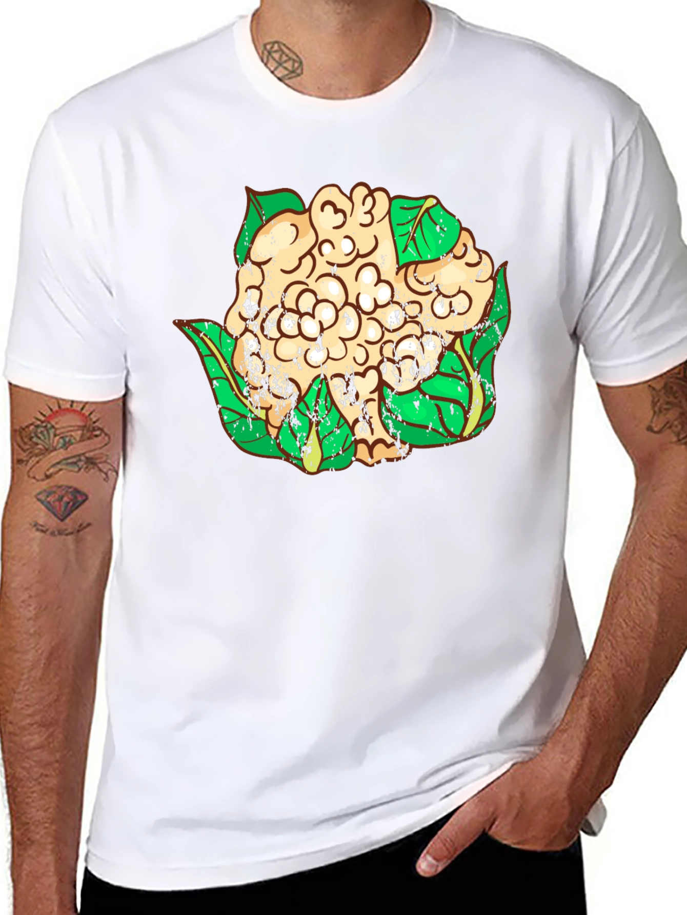 Black Cauliflower Graphic T-Shirt - Unique Vegan Style view 8
