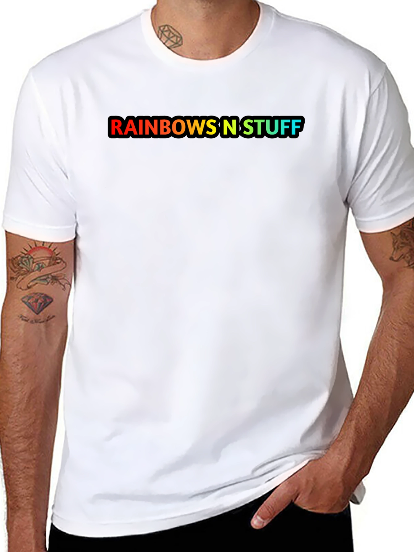 Black Rainbows N Stuff Graphic Tee - Black Cotton Blend view 8