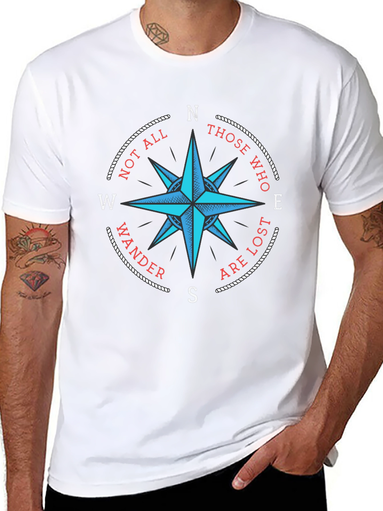 Black Wanderlust Compass Graphic Tee - Black Cotton T-Shirt view 8