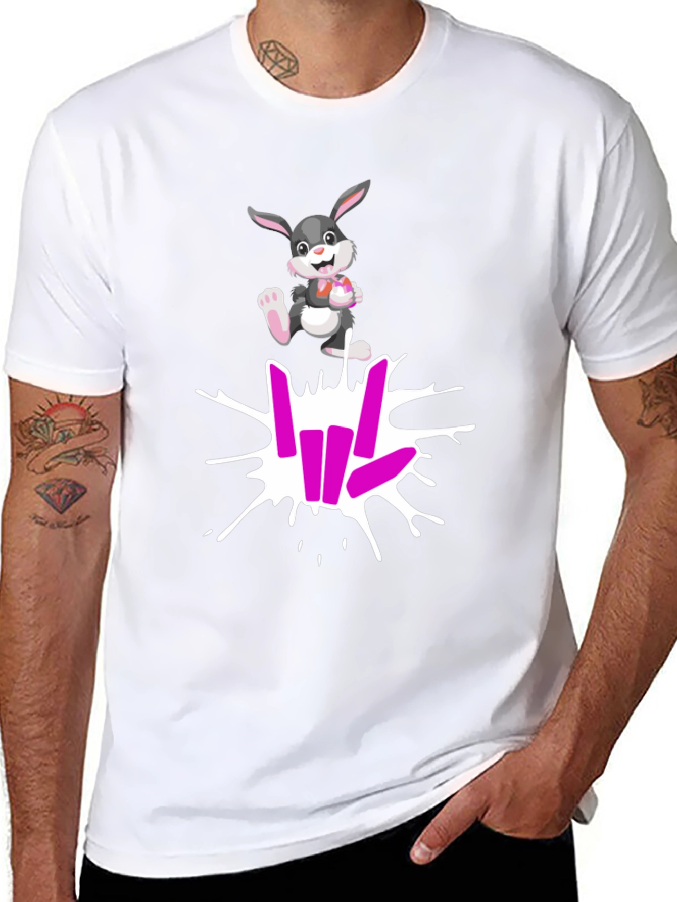 Black Cool Rabbit Share Love T-Shirt view 8