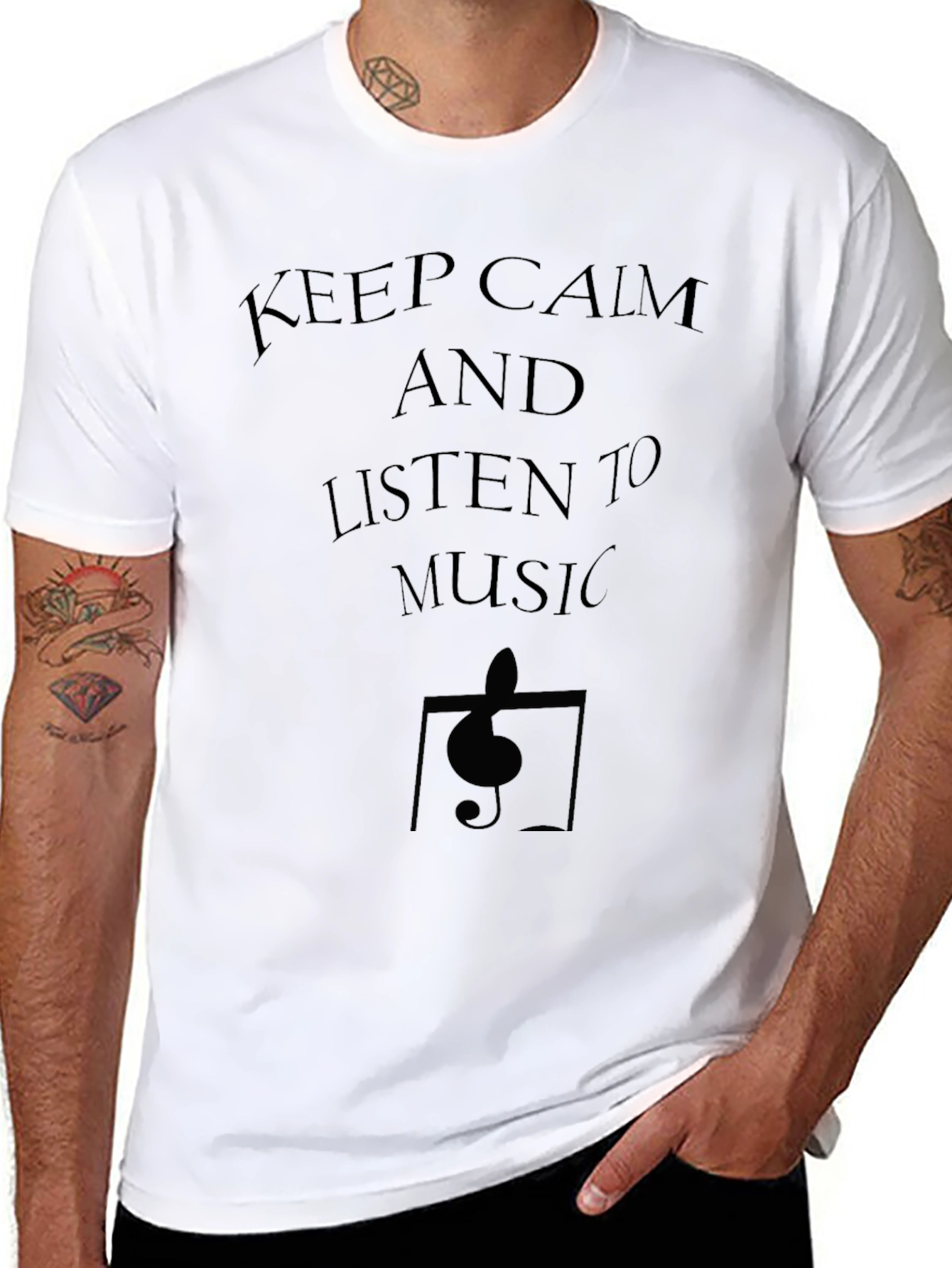 Black Keep Calm and Listen to Music T-Shirt view 8