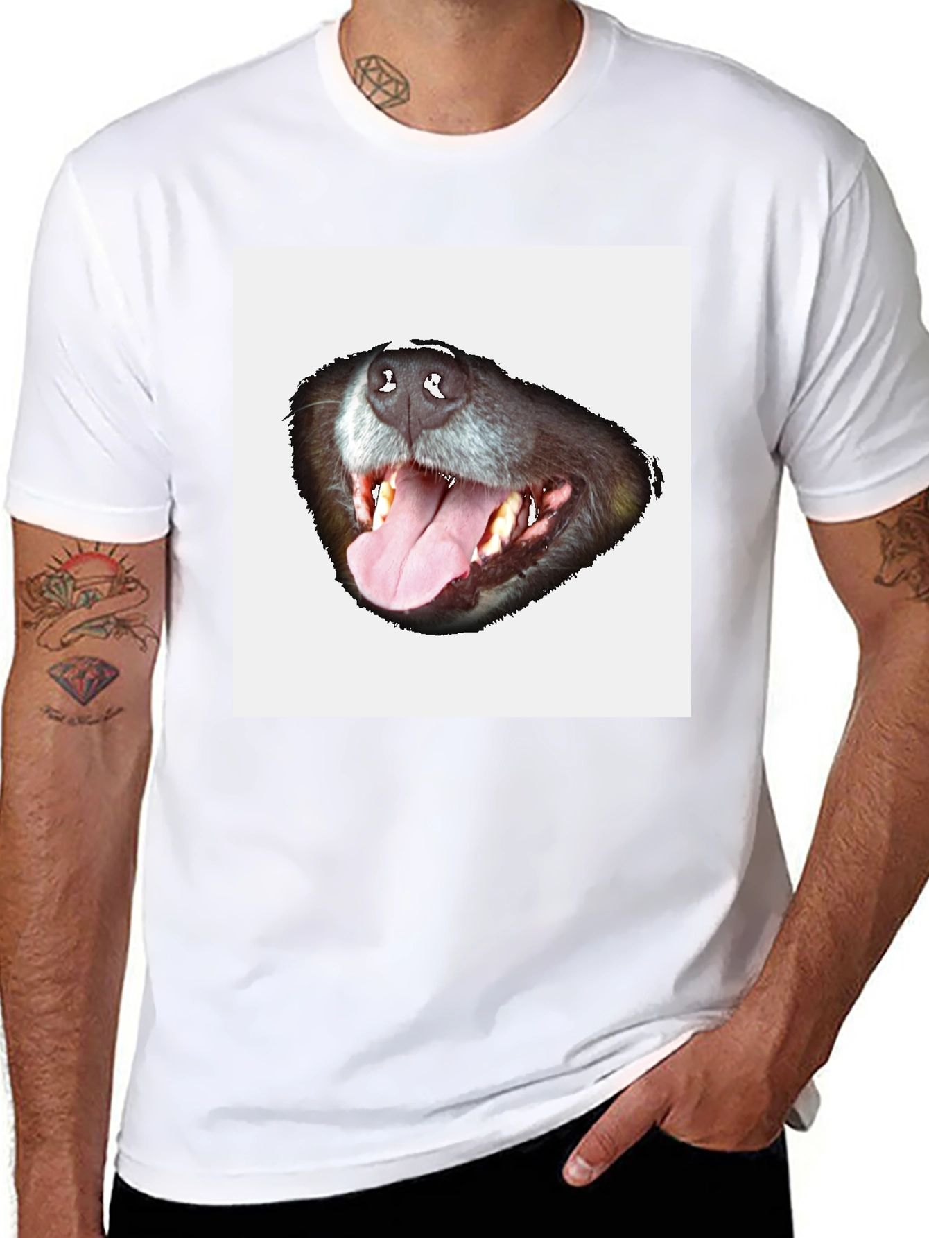 Black Funny Dog Face Graphic Black T-Shirt view 8