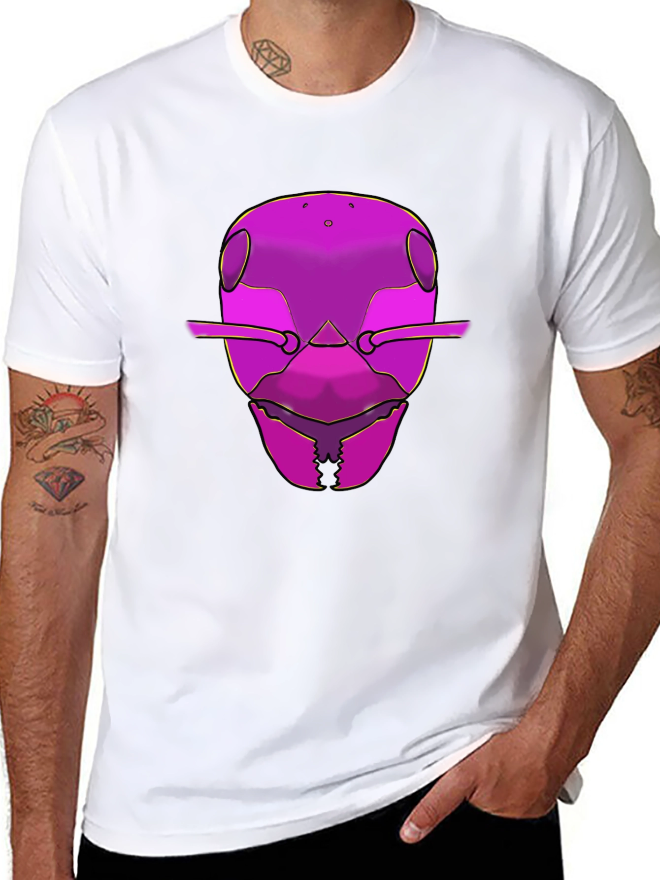 Black Bold Graphic Tee - Ant Head Design view 8