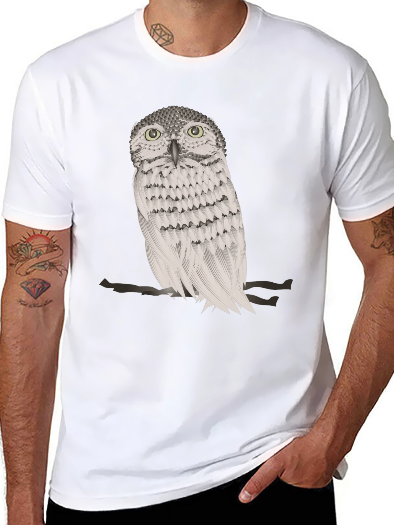 Black Owl Graphic Print Crew Neck T-Shirt view 8