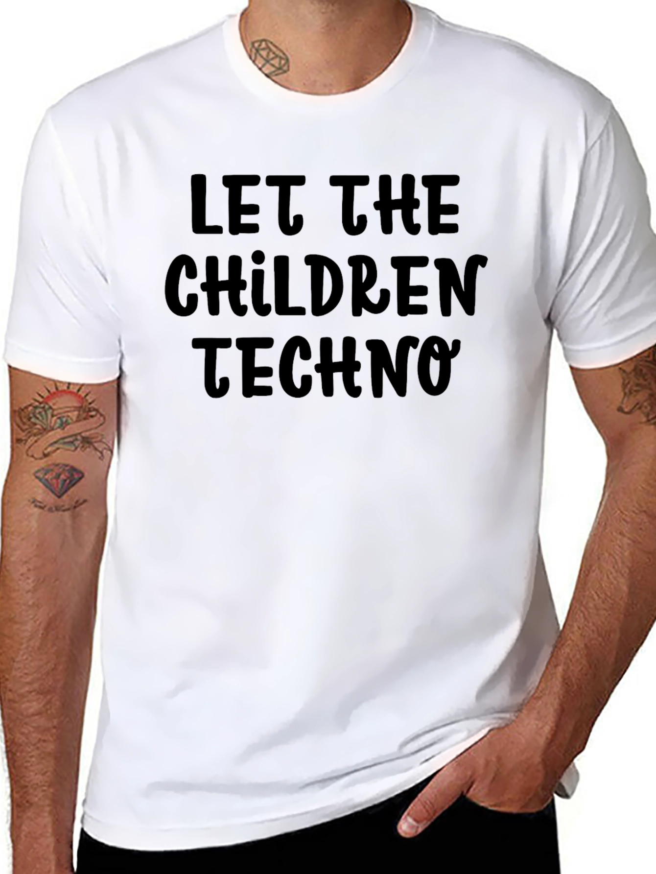 Black Let The Children Techno Black T-Shirt view 8