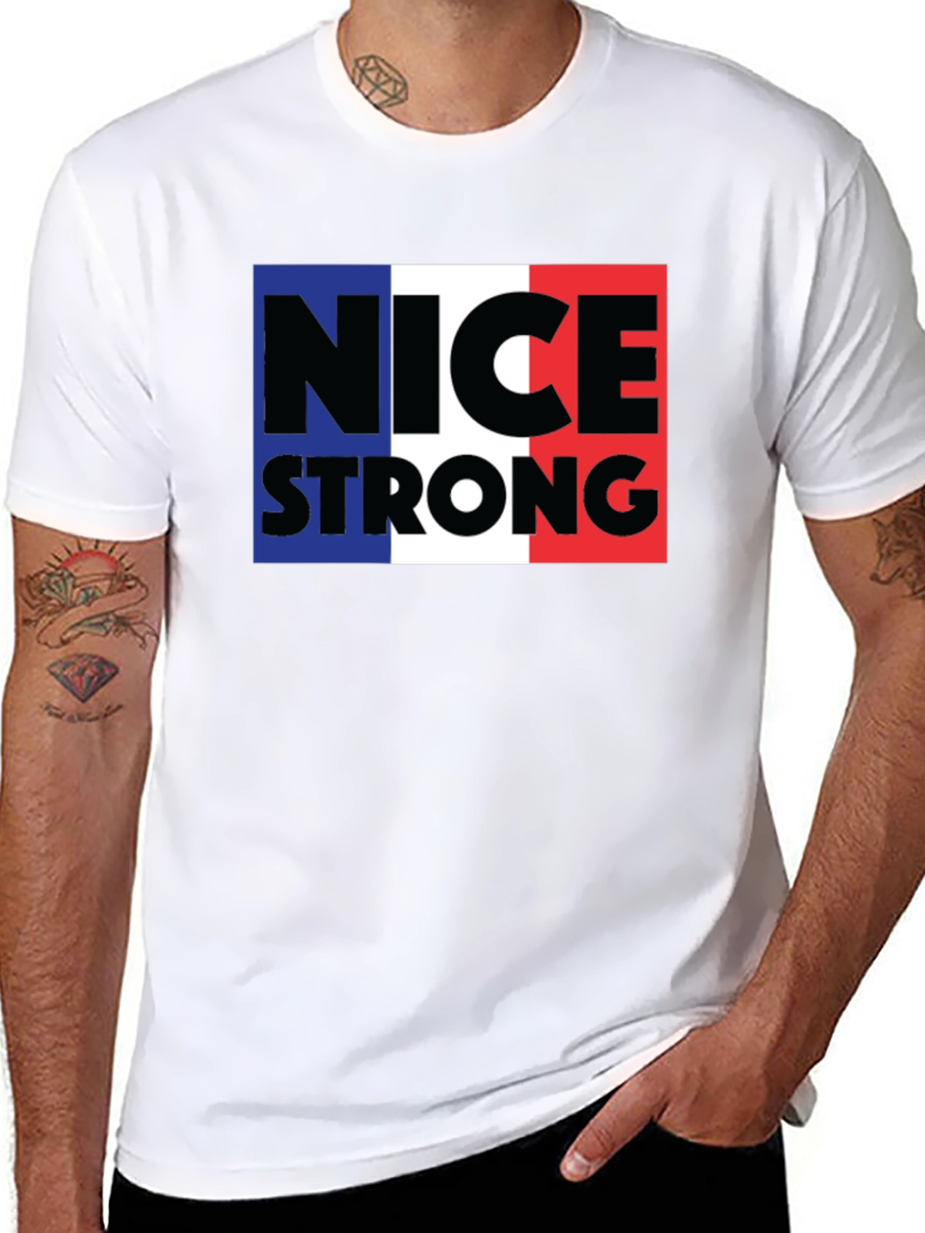 Black Nice Strong T-Shirt France Colors view 8