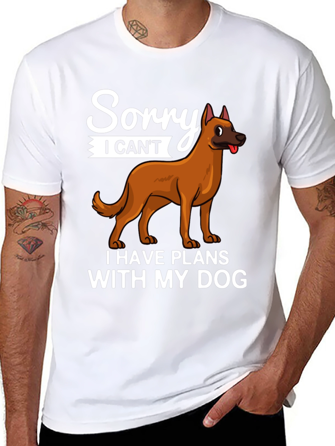 Black Sorry I Can't Dog T-Shirt view 8