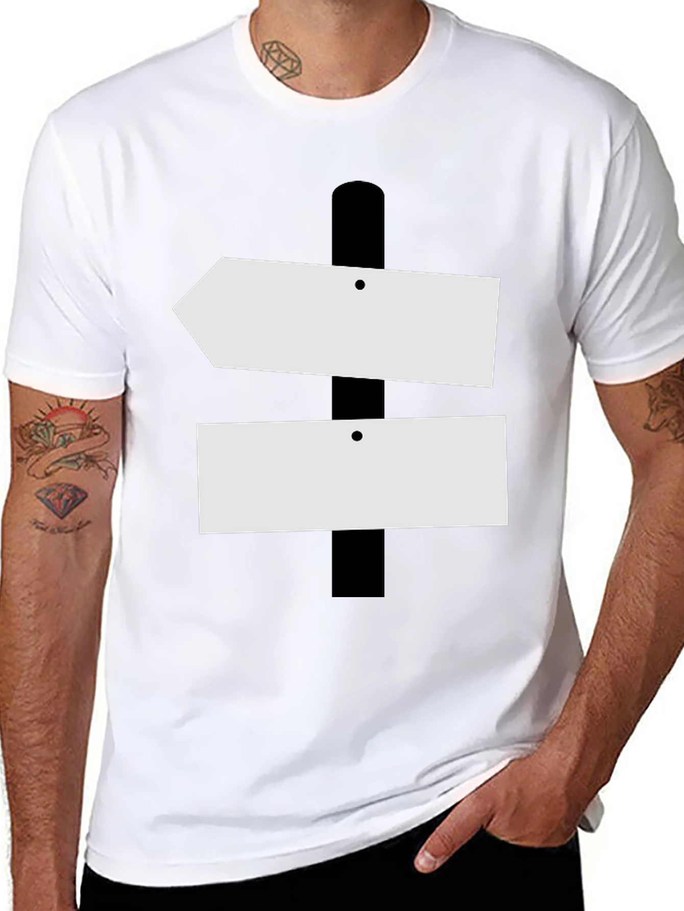 Black Directional Sign T-Shirt - Novelty Graphic Tee view 8