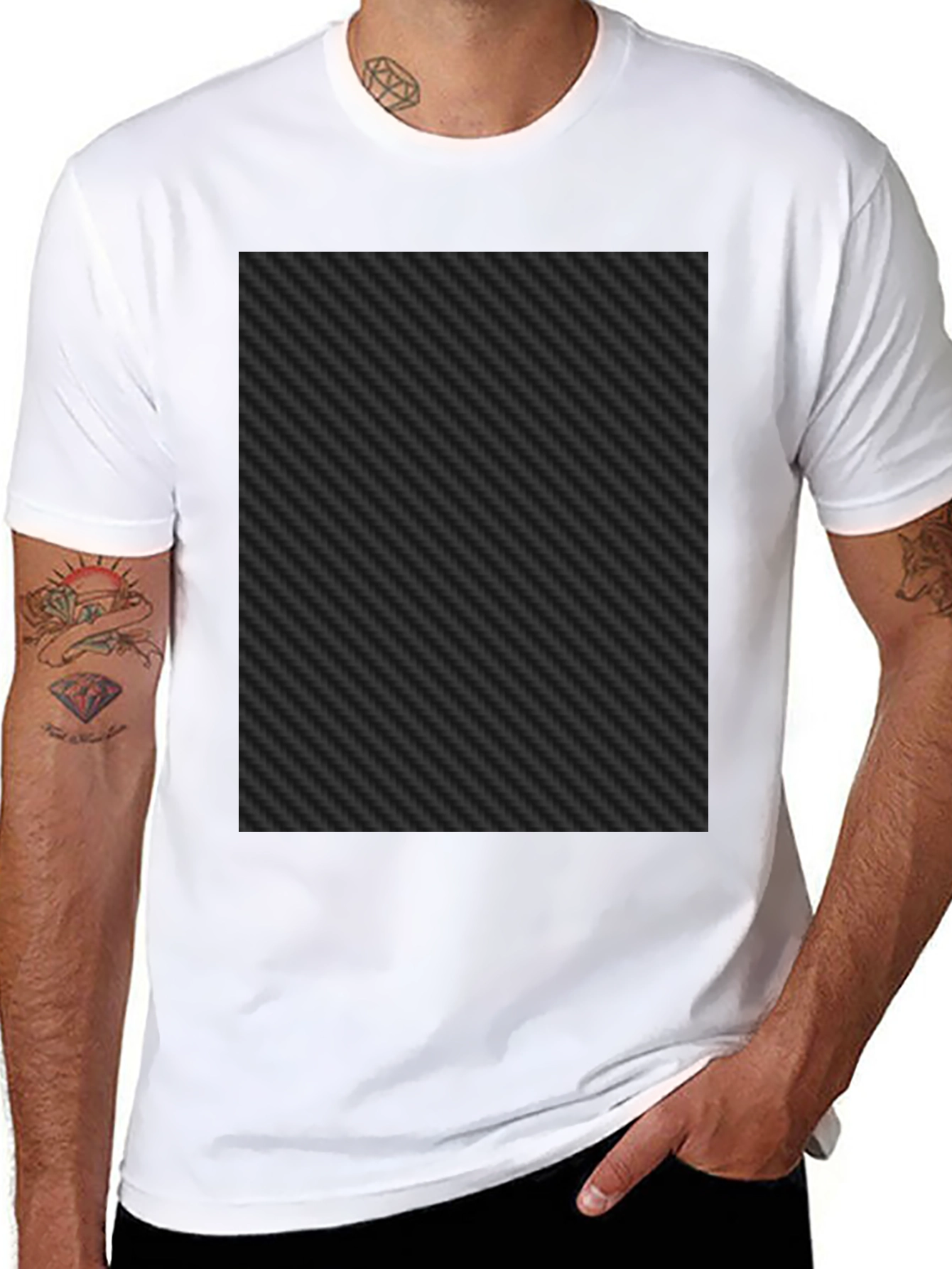 Black Black Carbon Fiber Patterned Tee Shirt view 8