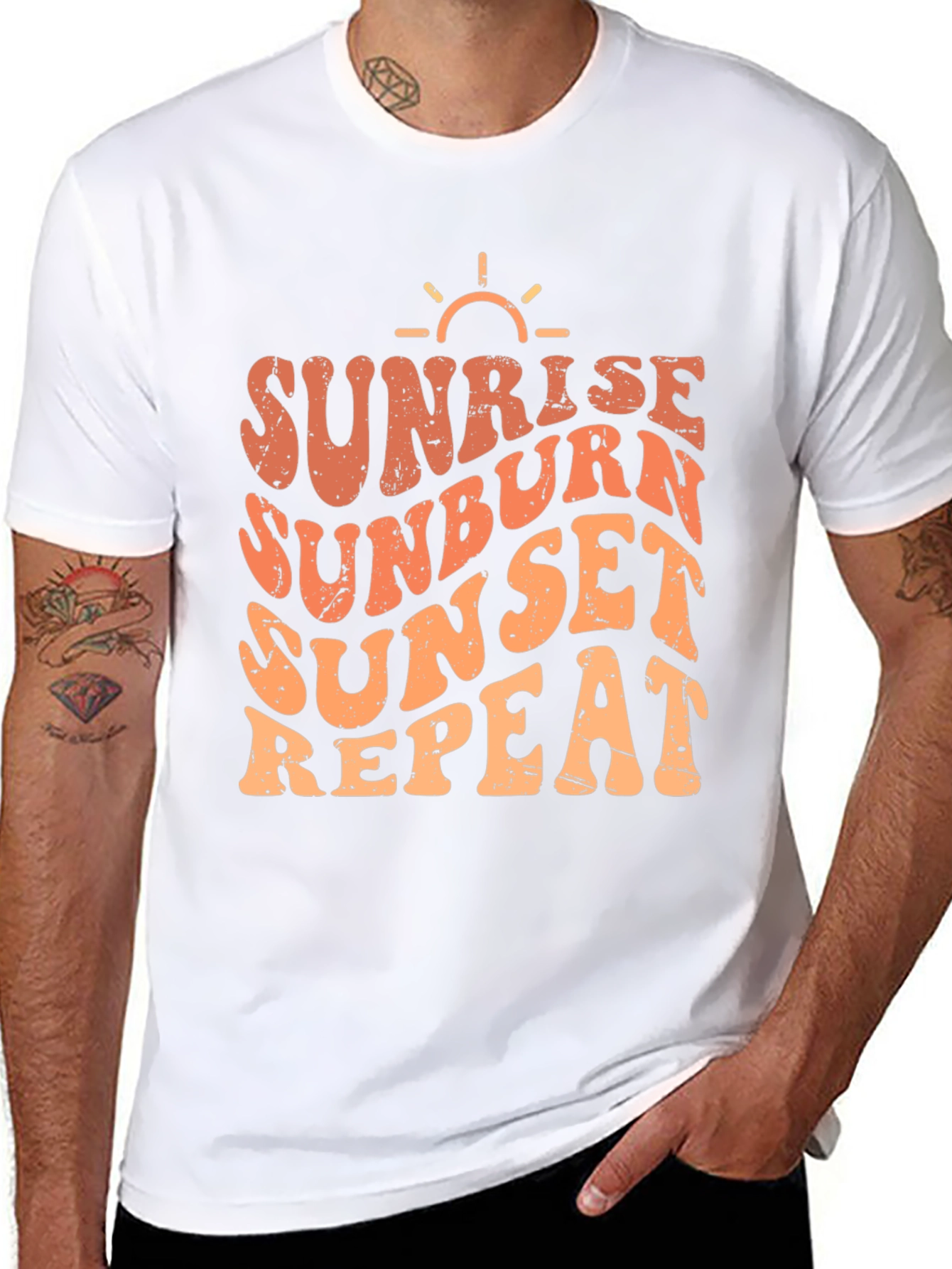 Black Sunrise Sunburn Sunset Repeat T-Shirt view 8