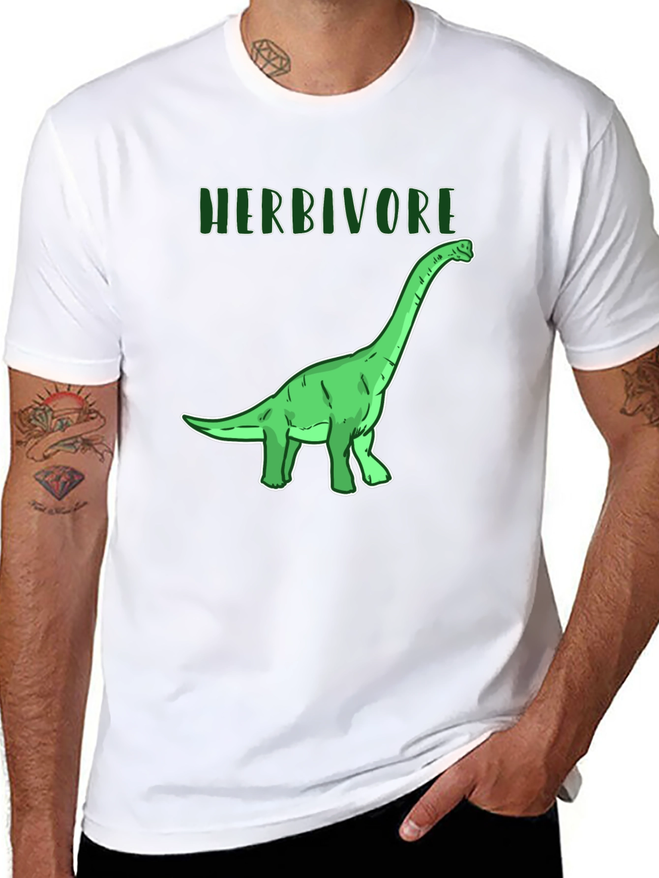 Black Herbivore Dinosaur Graphic T-Shirt - Black Cotton Tee view 8