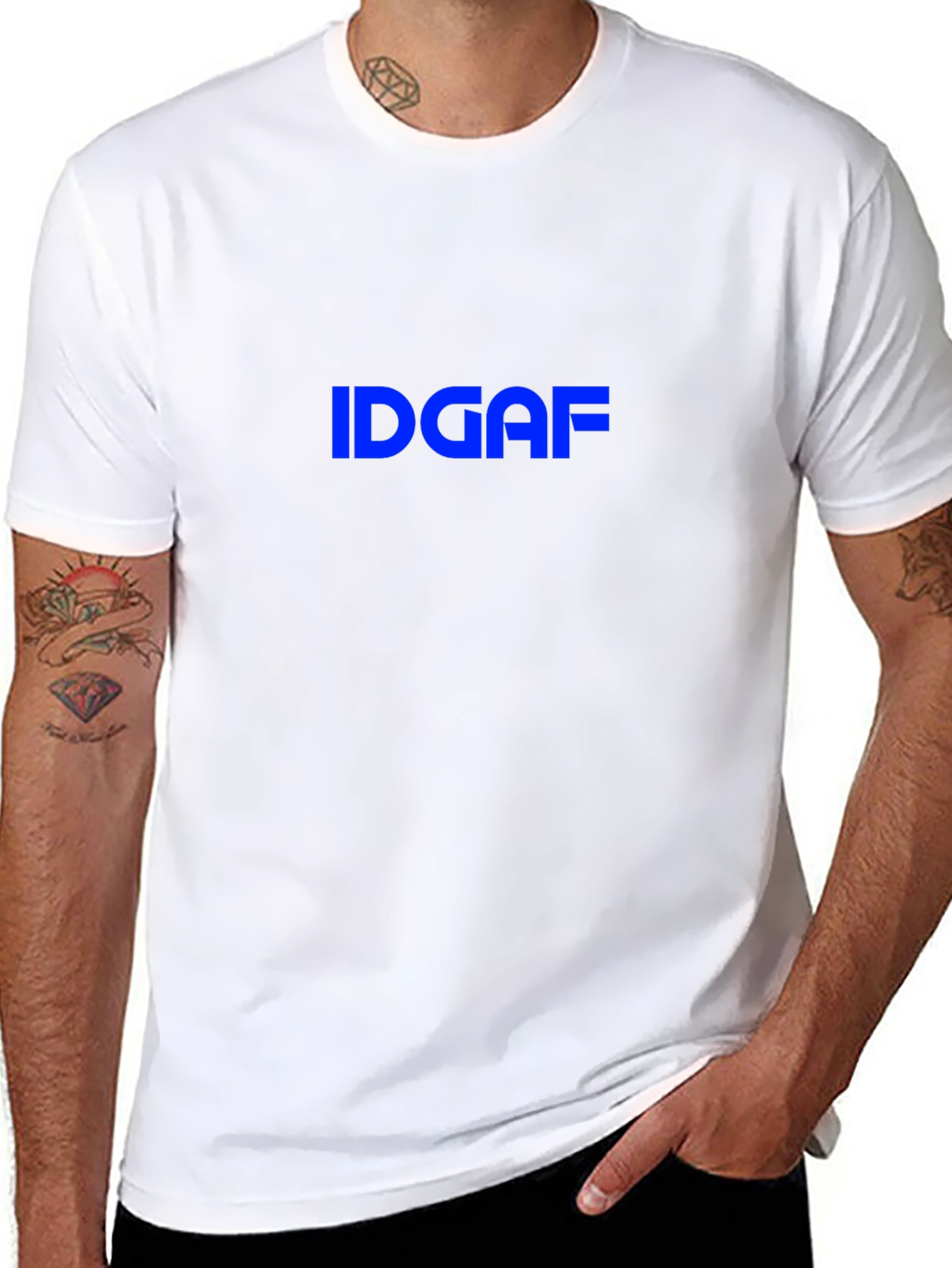 Black IDGAF Graphic Tee - Black Crew Neck T-Shirt view 8