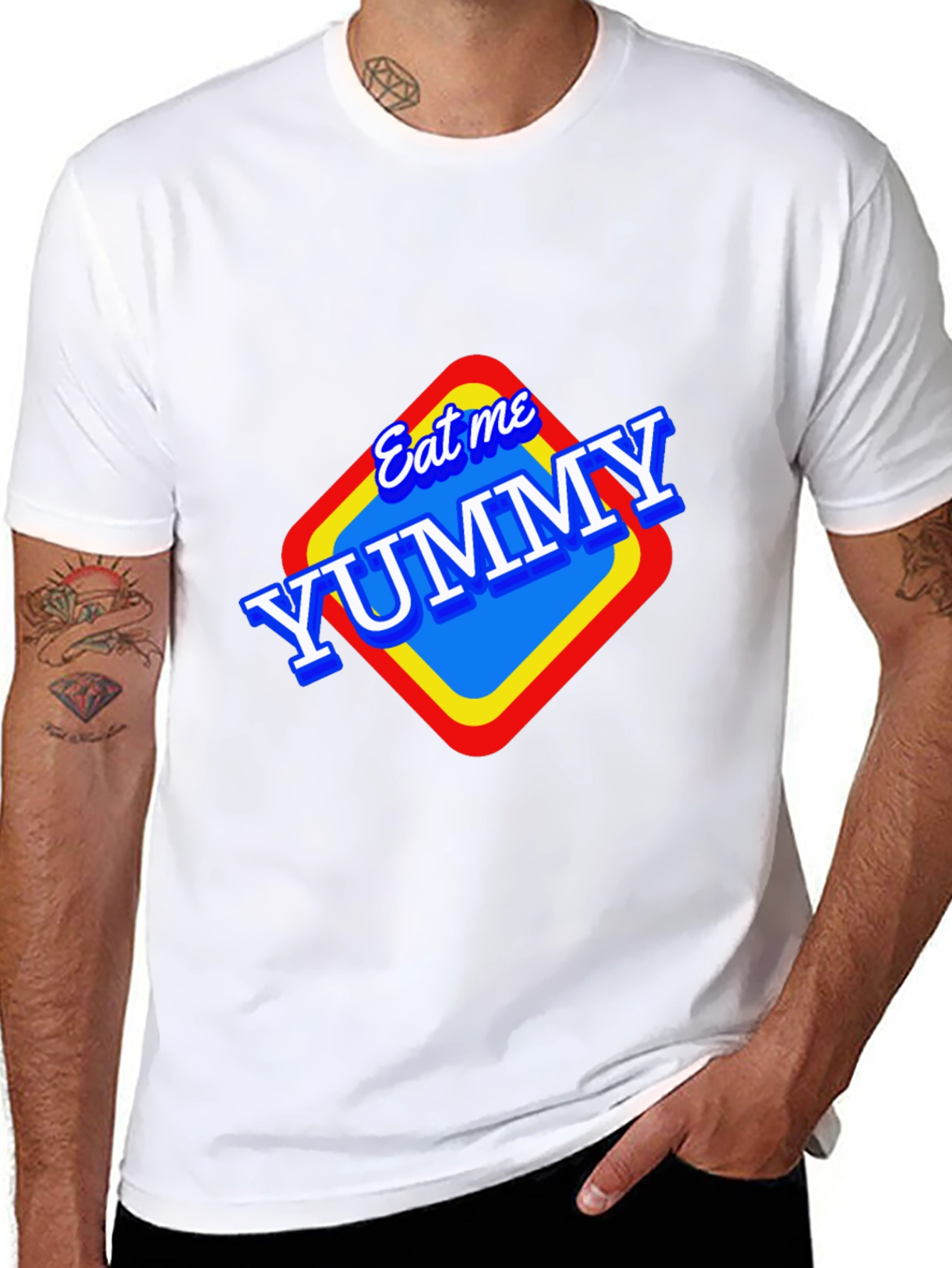 Black Eat Me Yummy Graphic Tee - Black Unisex T-Shirt view 8