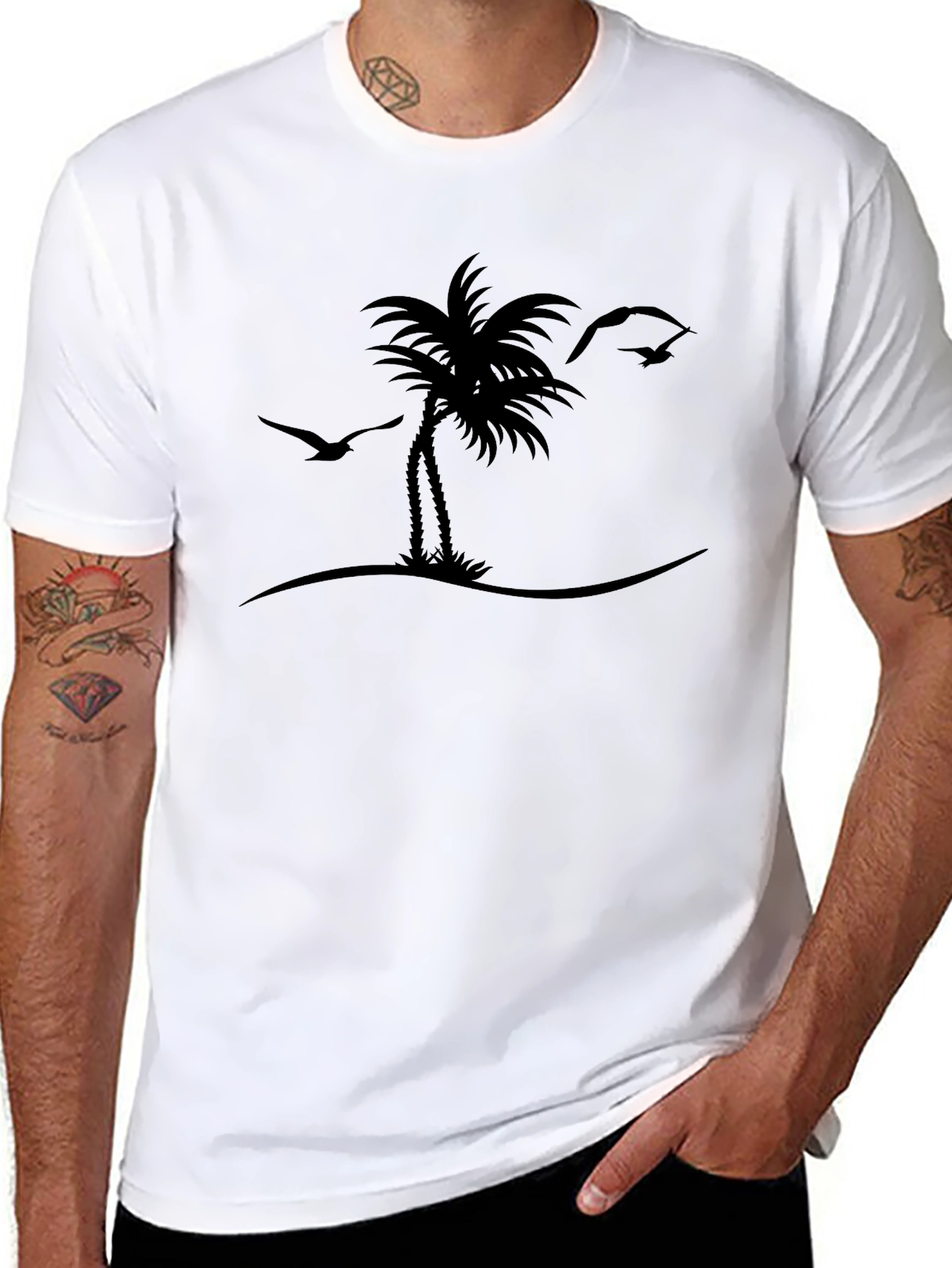 Black Island Life Tee - Black Palm Tree Graphic T-Shirt view 8