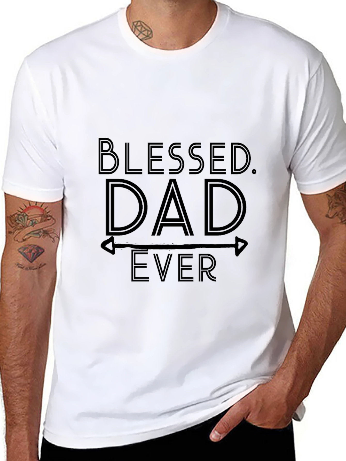 Black Blessed Dad Ever Black T-Shirt view 8
