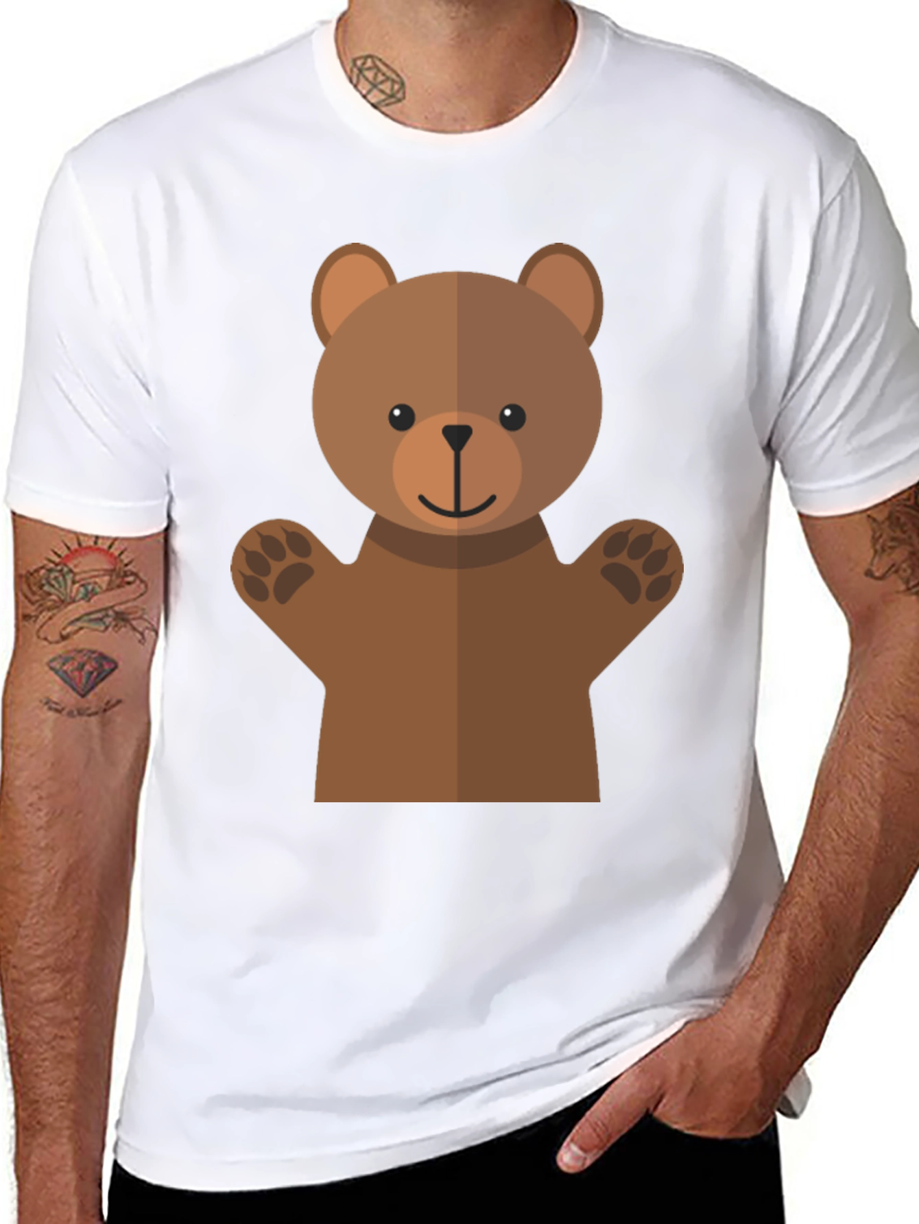 Black Cute Bear Graphic Tee - Black T-Shirt view 8