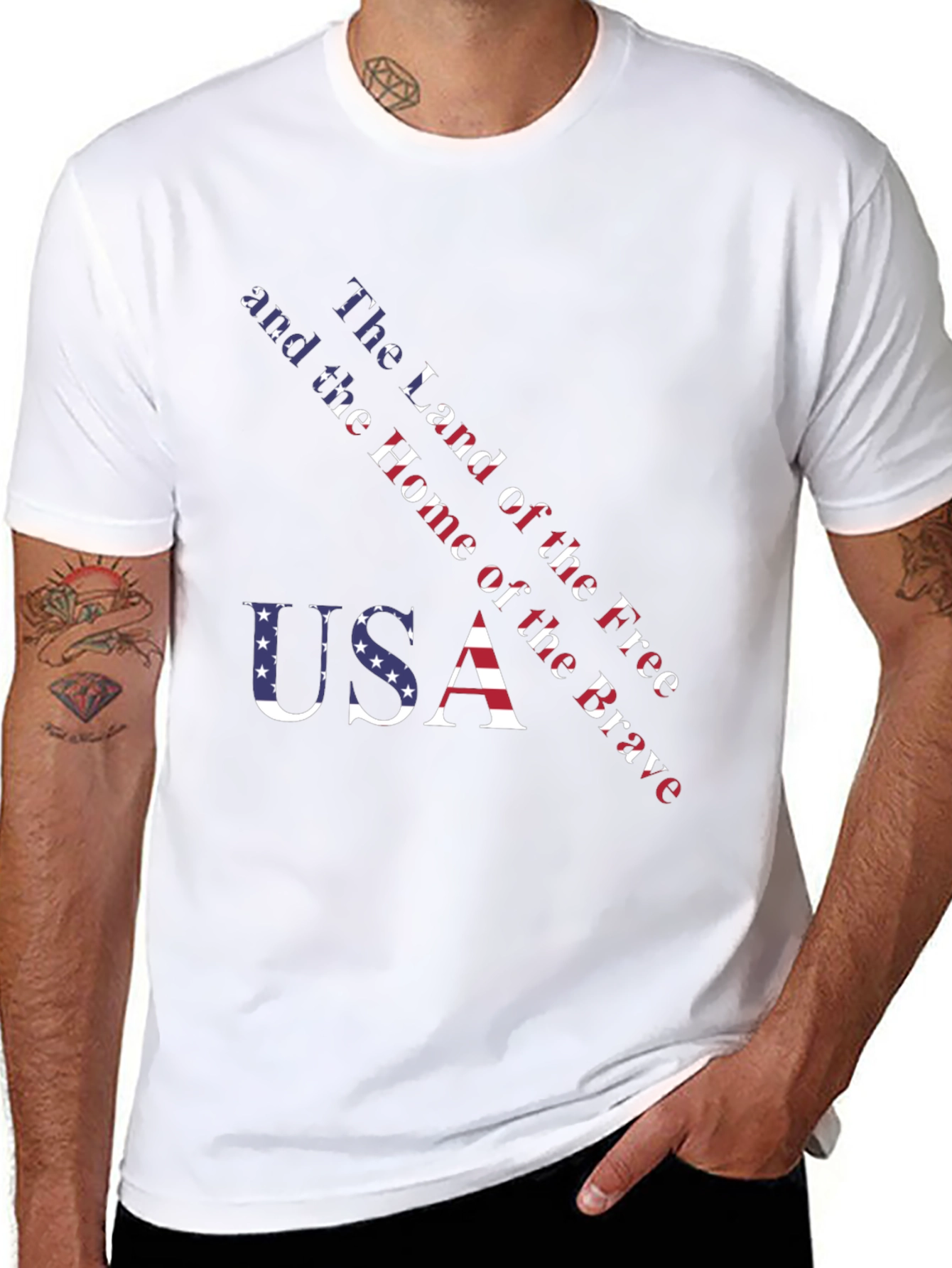Black USA Patriotic T-Shirt - Land of the Free view 8