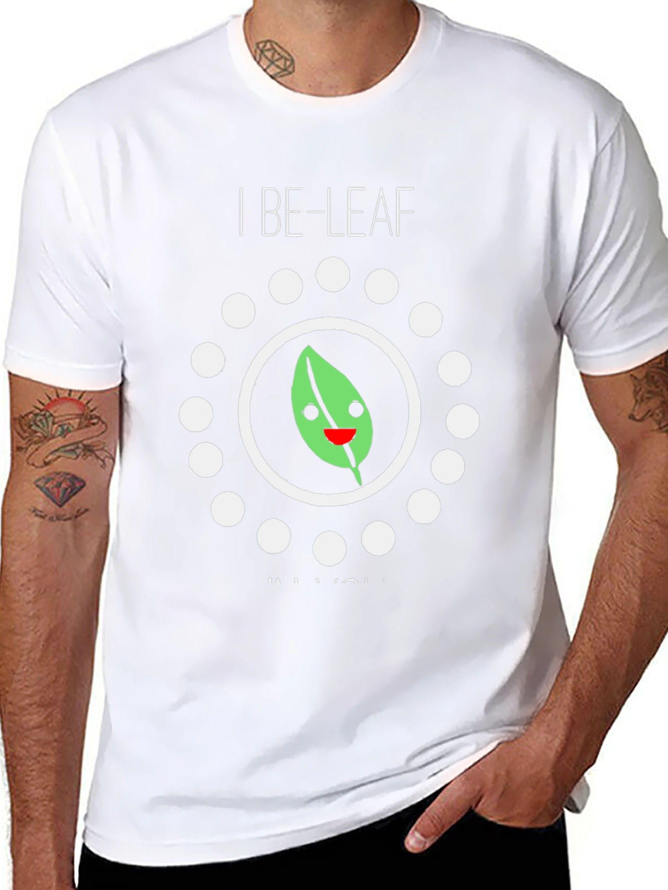 Black I Be-Leaf In You Graphic Tee - Black Cotton T-Shirt view 8