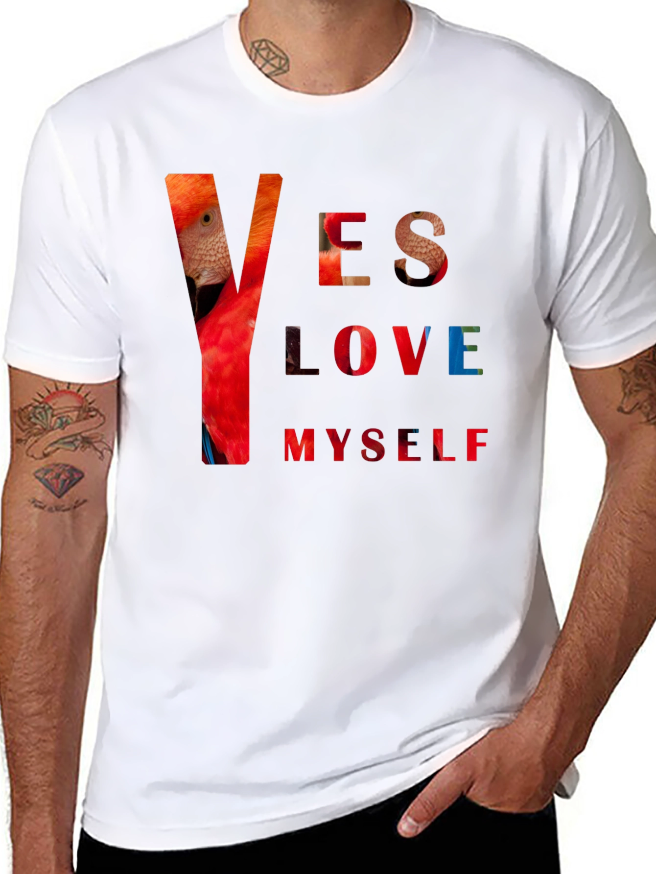 Black Yes Love Myself Graphic Print Black T-Shirt view 8