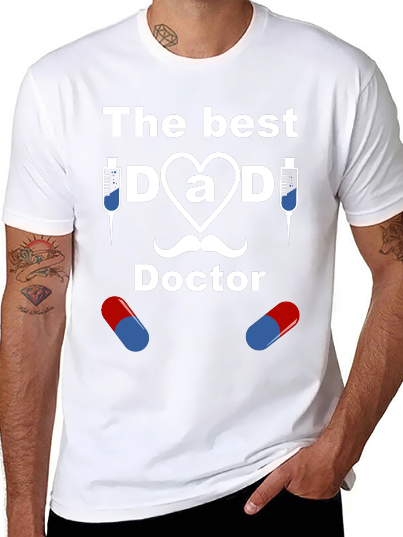 Black The Best Dad Doctor Graphic T-Shirt view 8