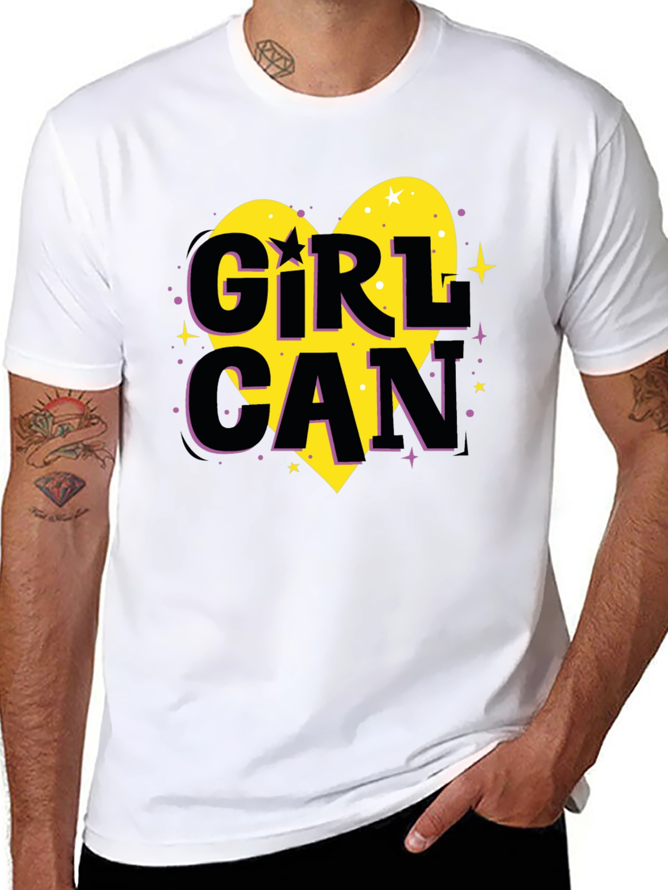 Black Girl Can Heart Graphic T-Shirt - Black view 8
