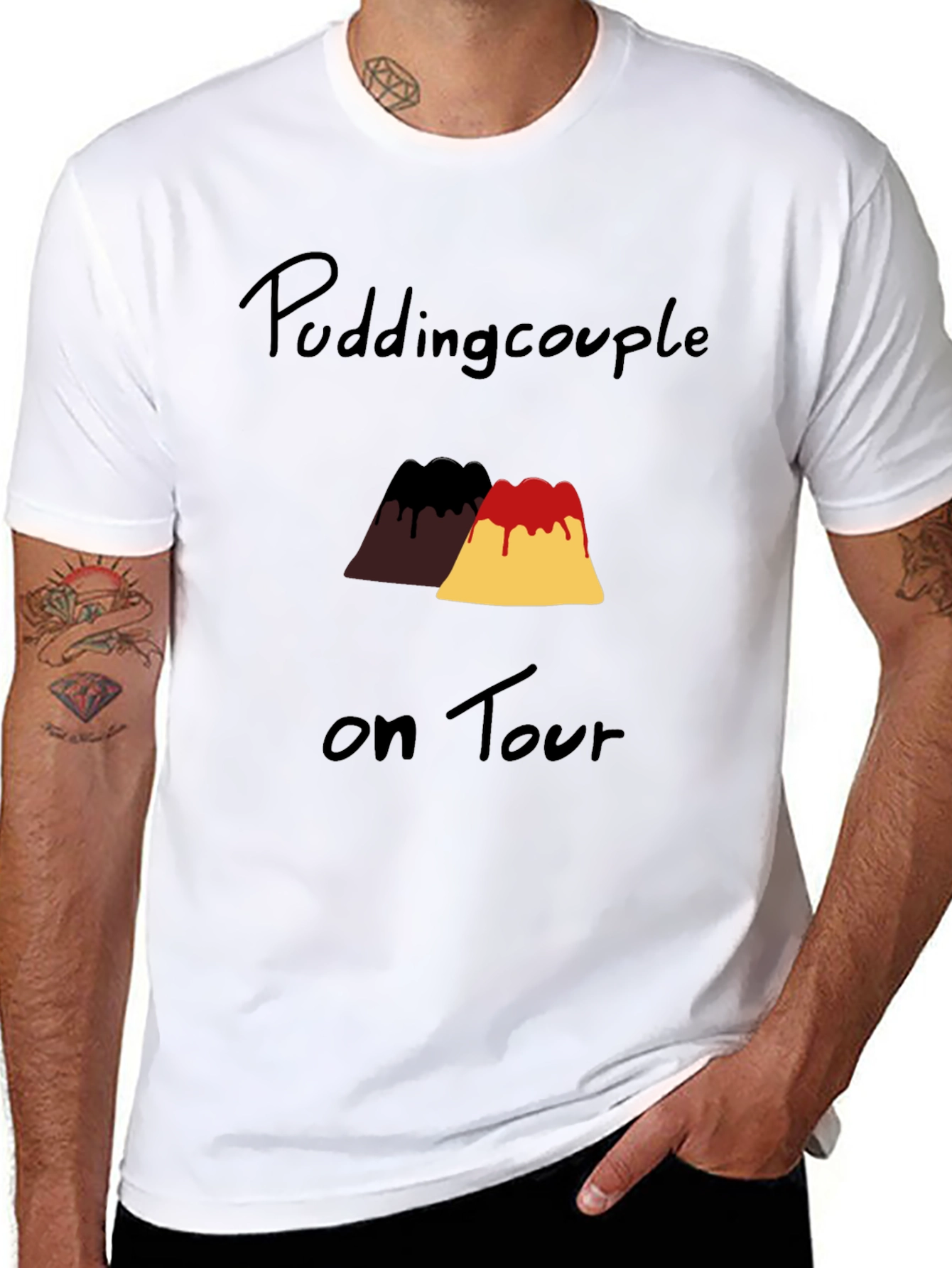 Black Pudding Couple on Tour Black Graphic T-Shirt view 8