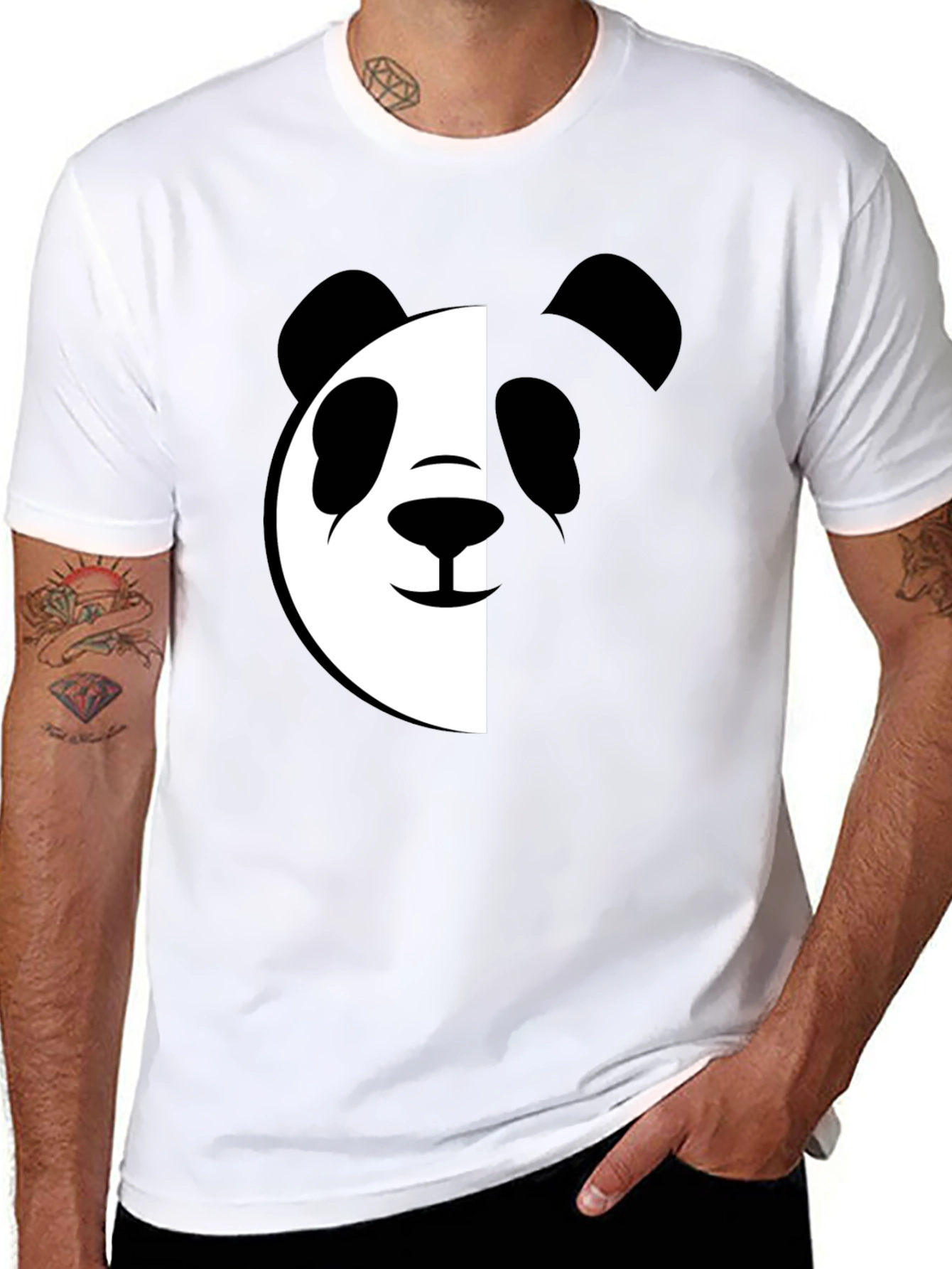 Black Cool Panda Graphic T-Shirt view 8