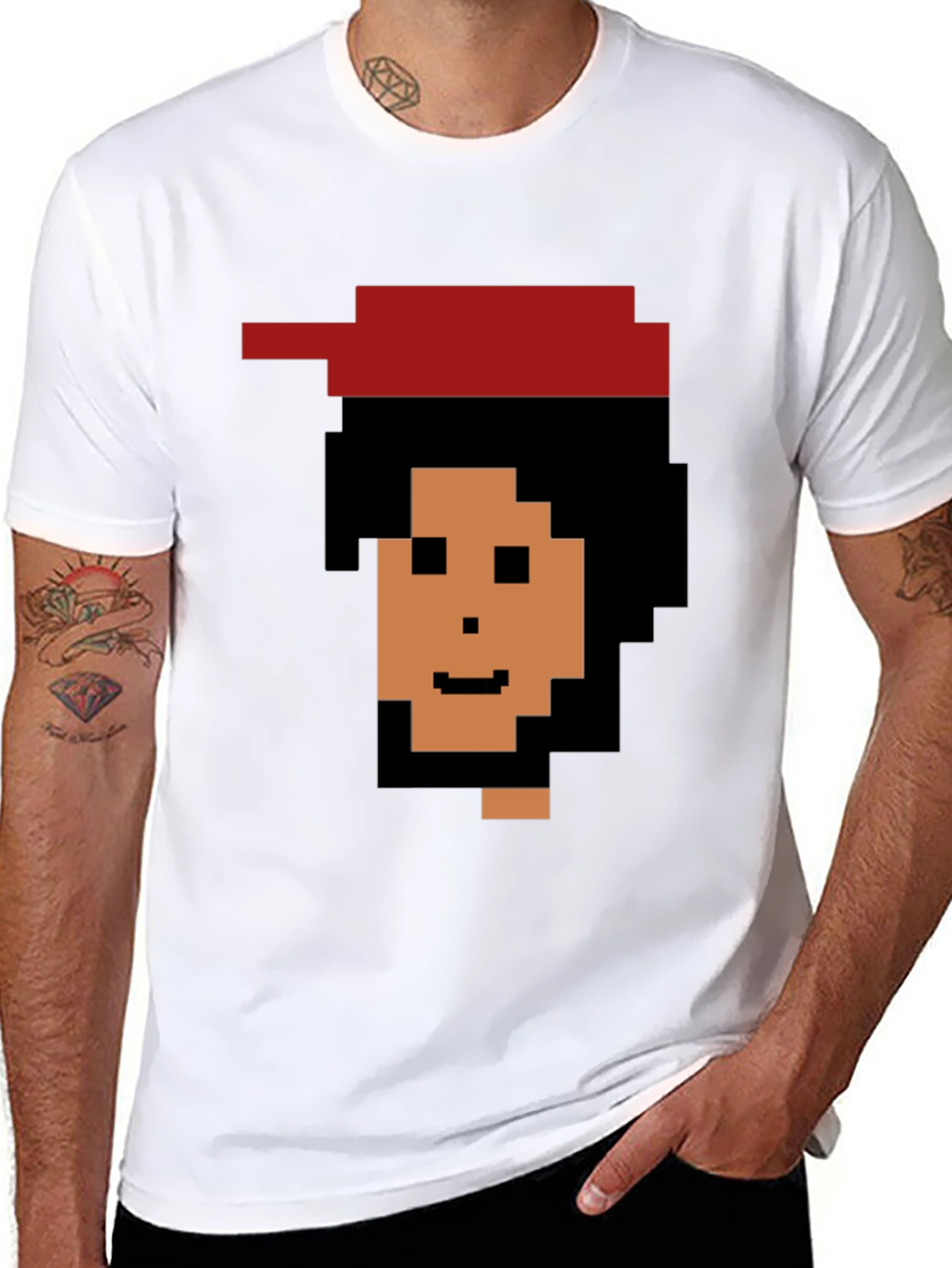 Black Pixel Art Character Graphic Black T-Shirt view 8