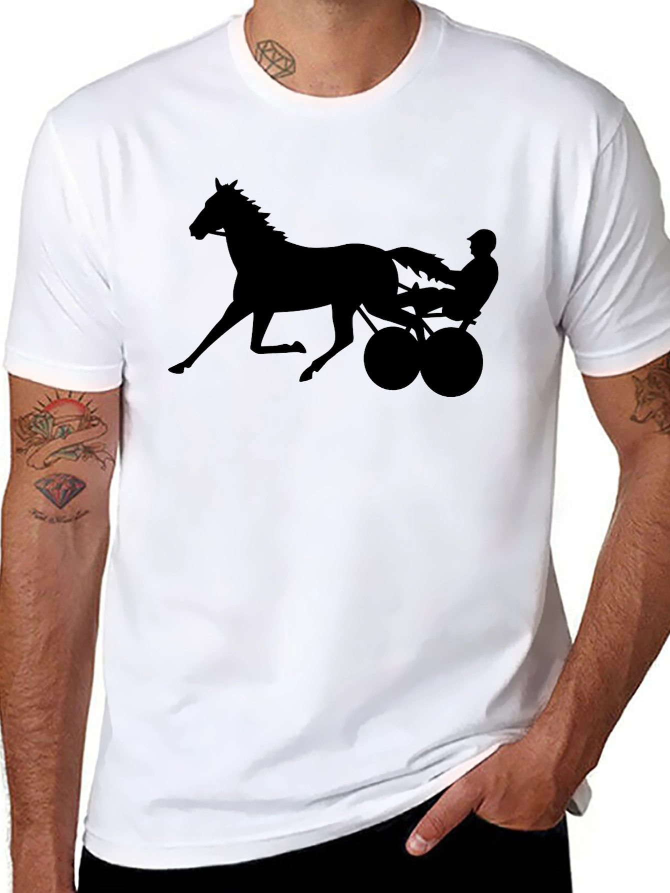 Black Horse and Cart Silhouette Tee - Black view 8