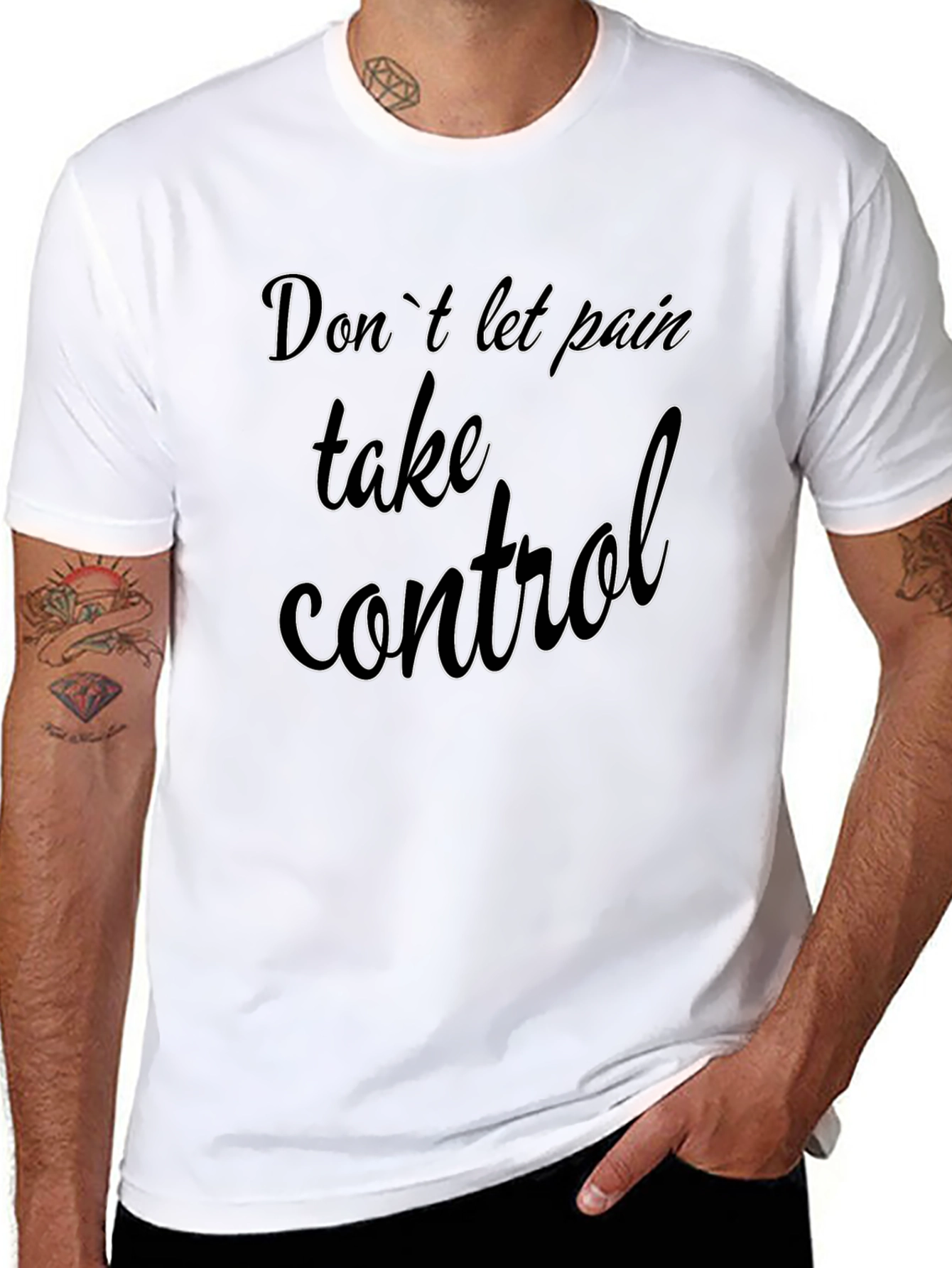 Black Inspirational Graphic Tee - Don't Let Pain Control view 8
