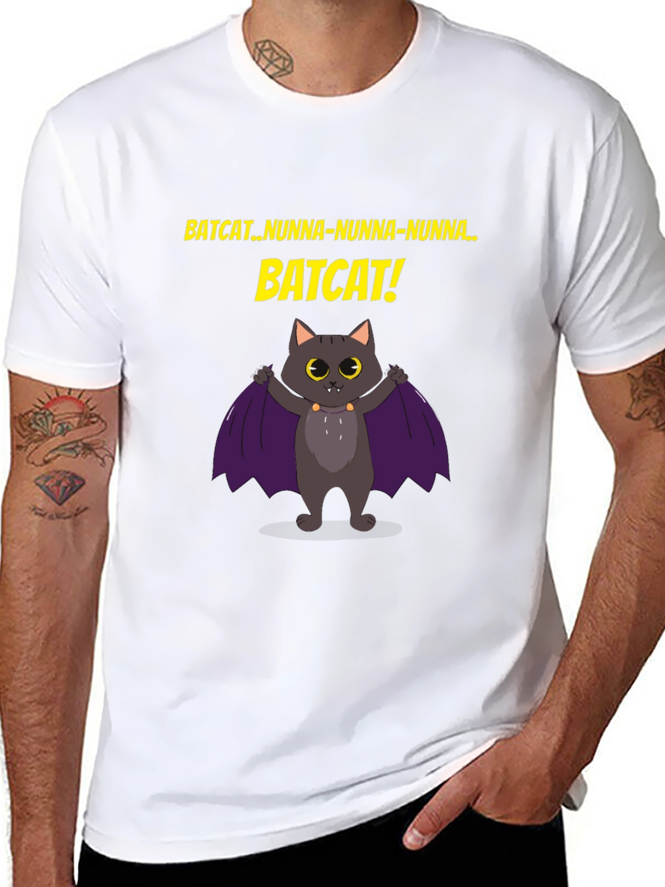 Black Batcat T-Shirt -  Fun Graphic Tee  view 8