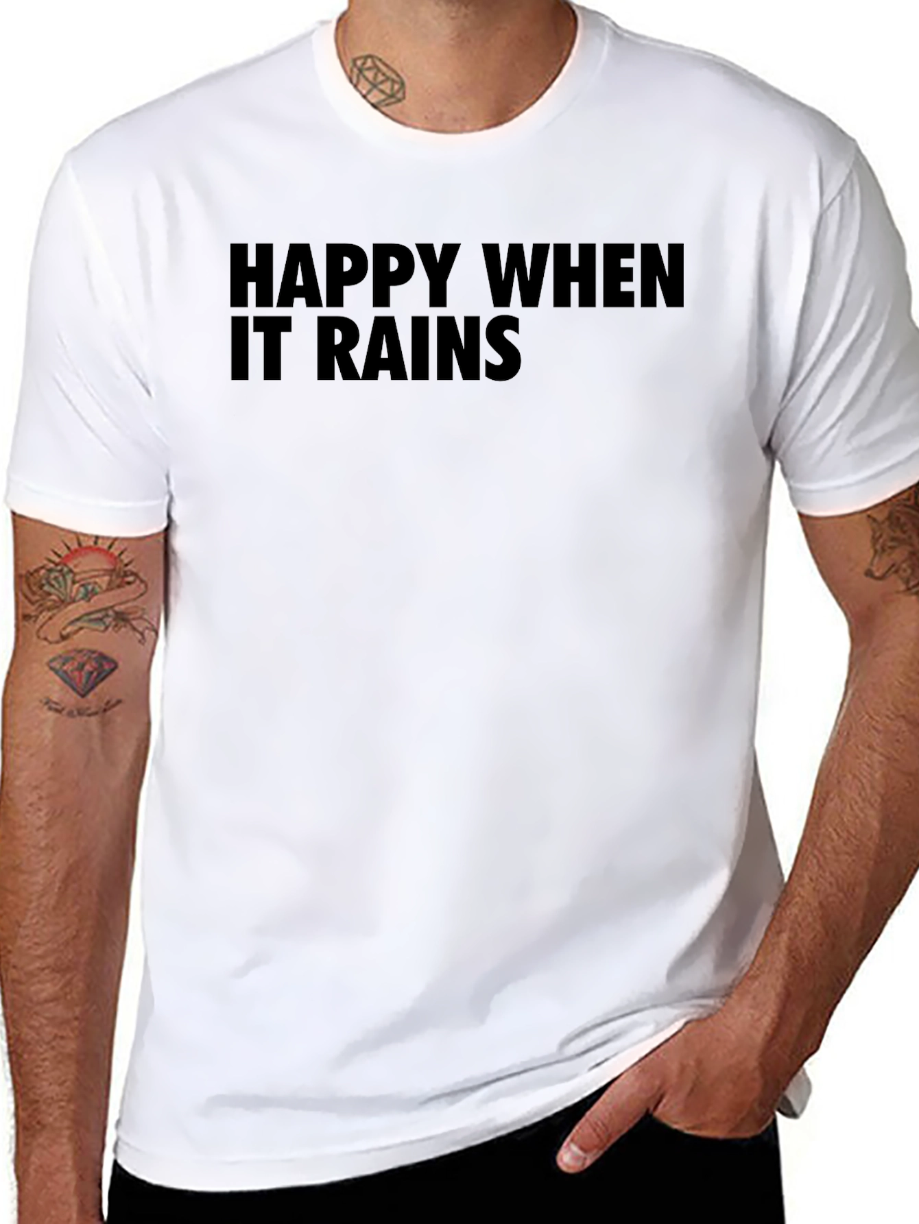 Black Happy When It Rains T-Shirt - Black view 8