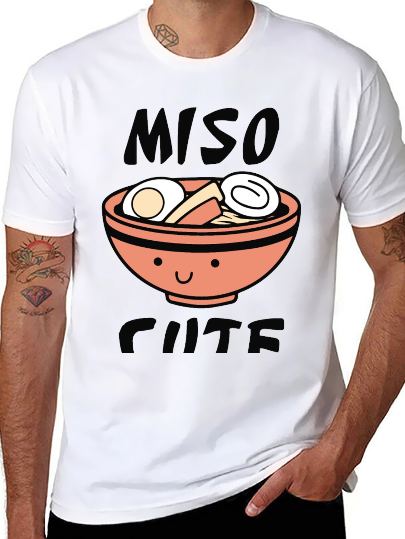 Black Miso Cute Ramen Graphic T-Shirt - Black view 8