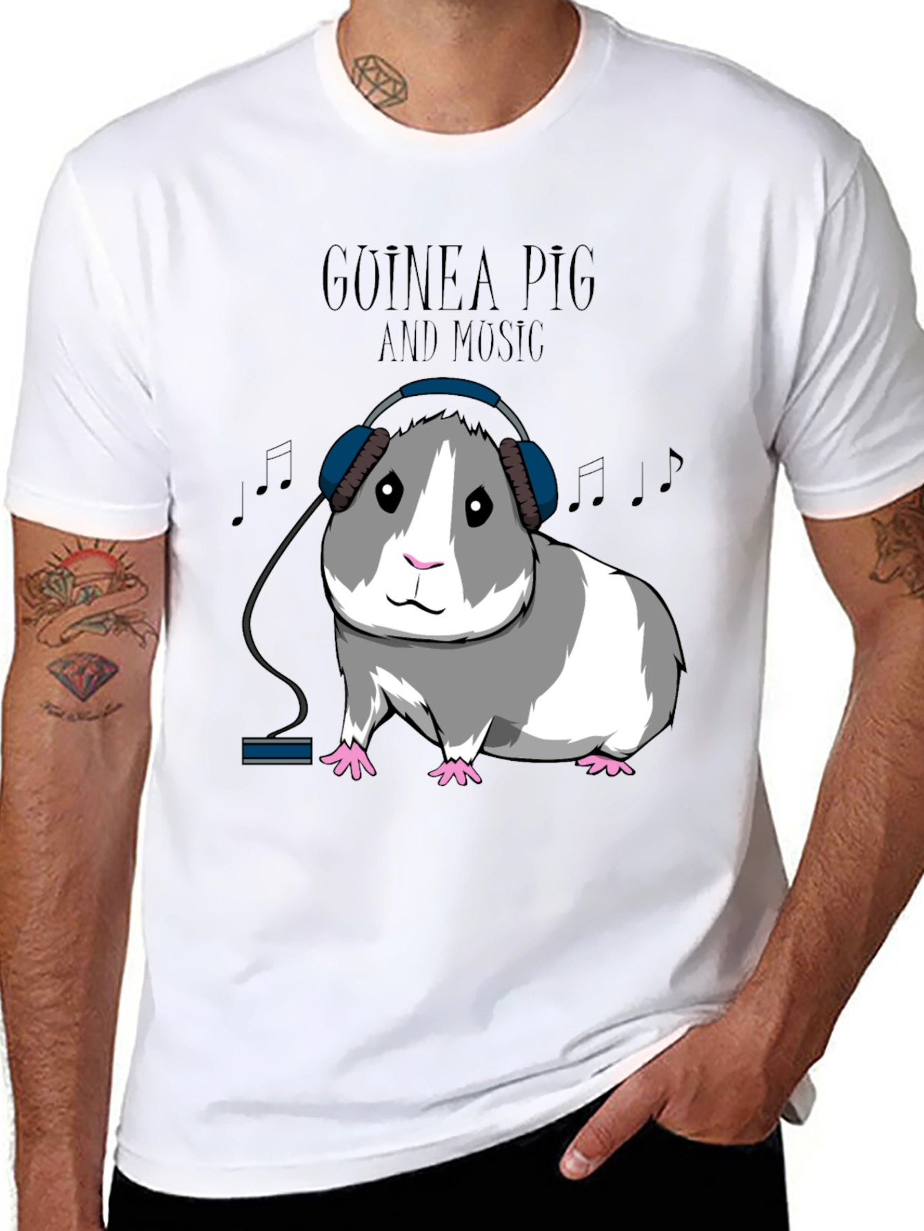 Black Guinea Pig Music T-Shirt view 8
