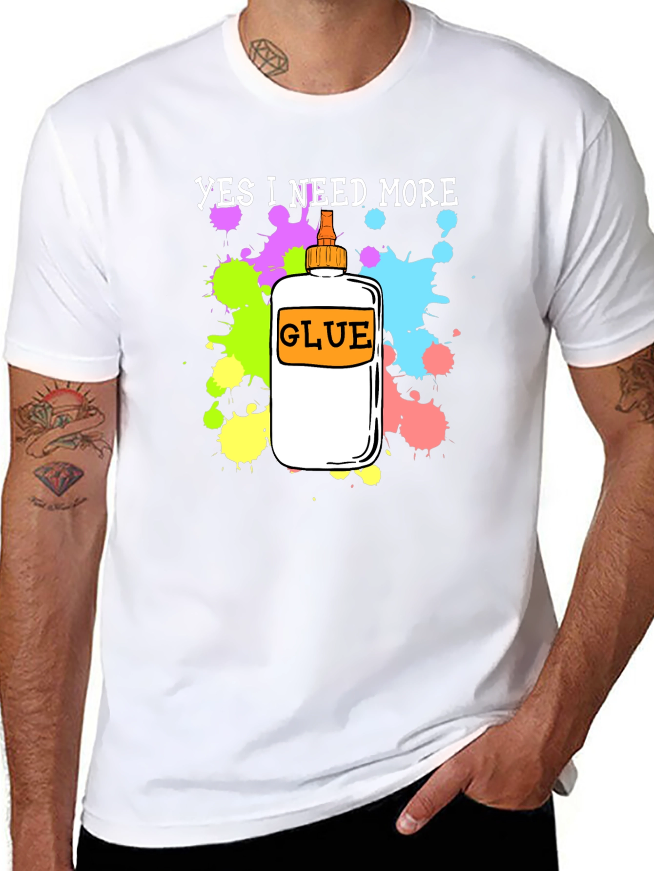 Black Yes I Need More Glue T-Shirt - Arts & Crafts Apparel view 8