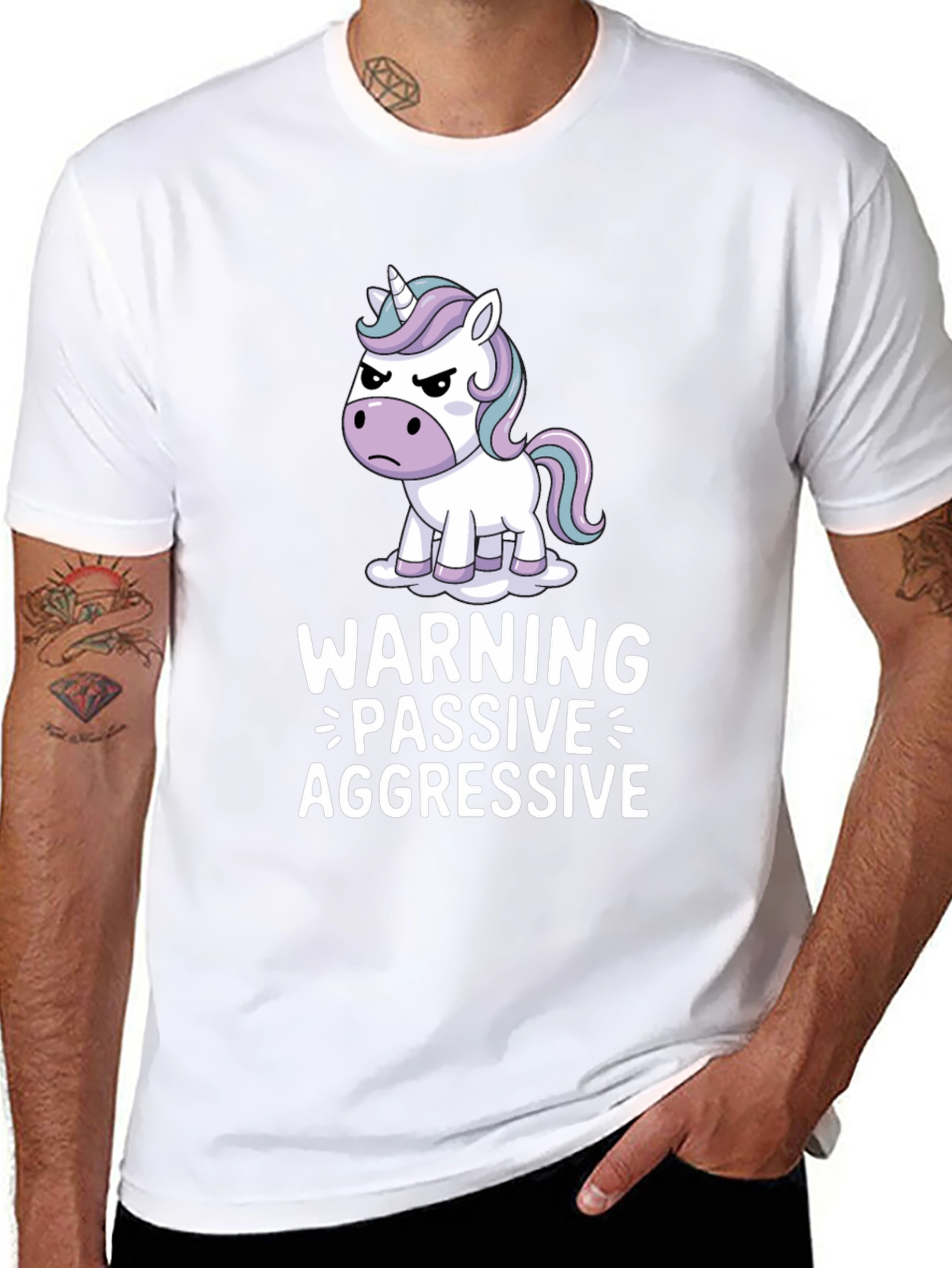 Black Passive Aggressive Unicorn T-Shirt - Funny Graphic Tee view 8