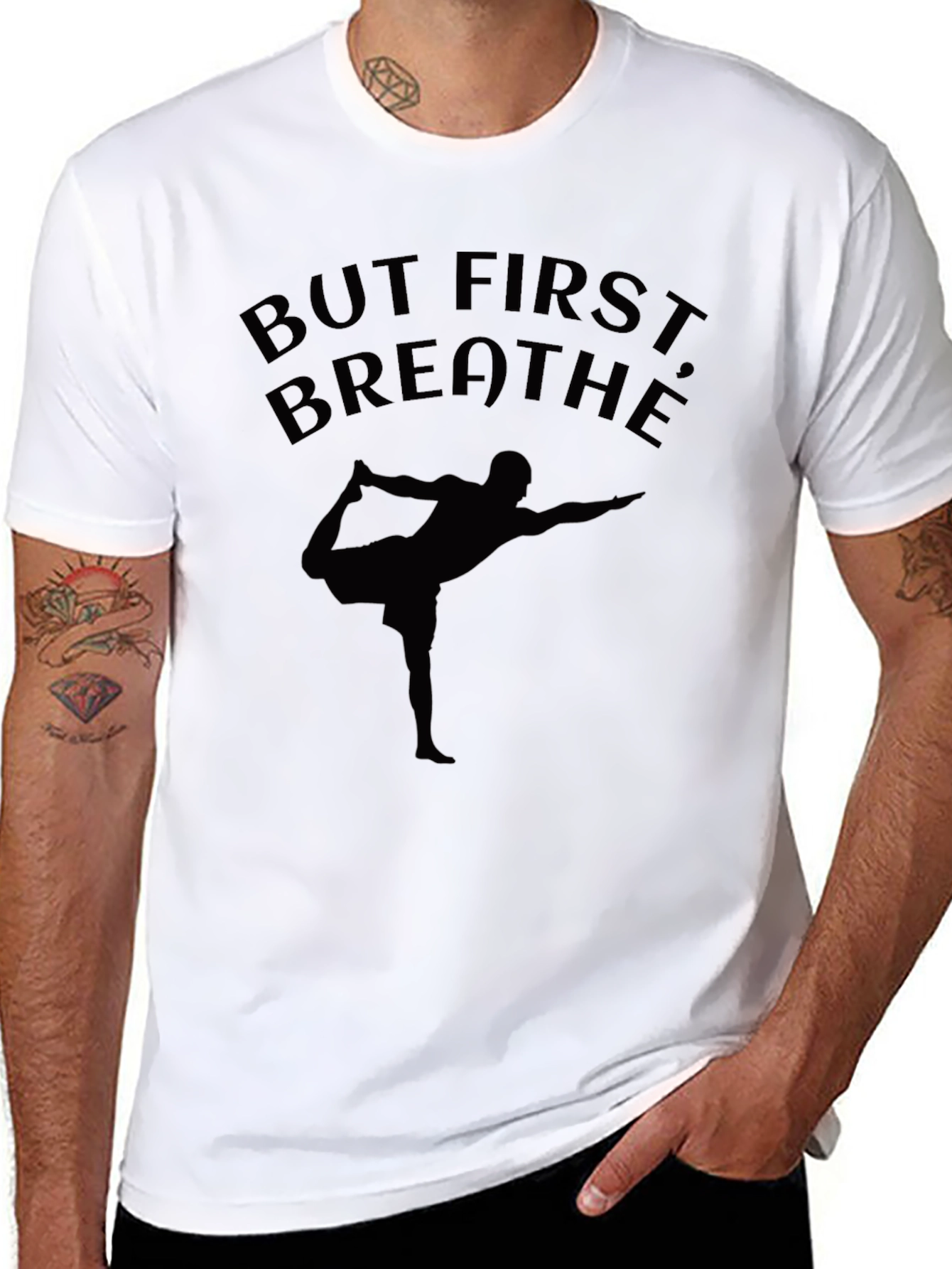 Black But First Breathe Yoga T-Shirt view 8