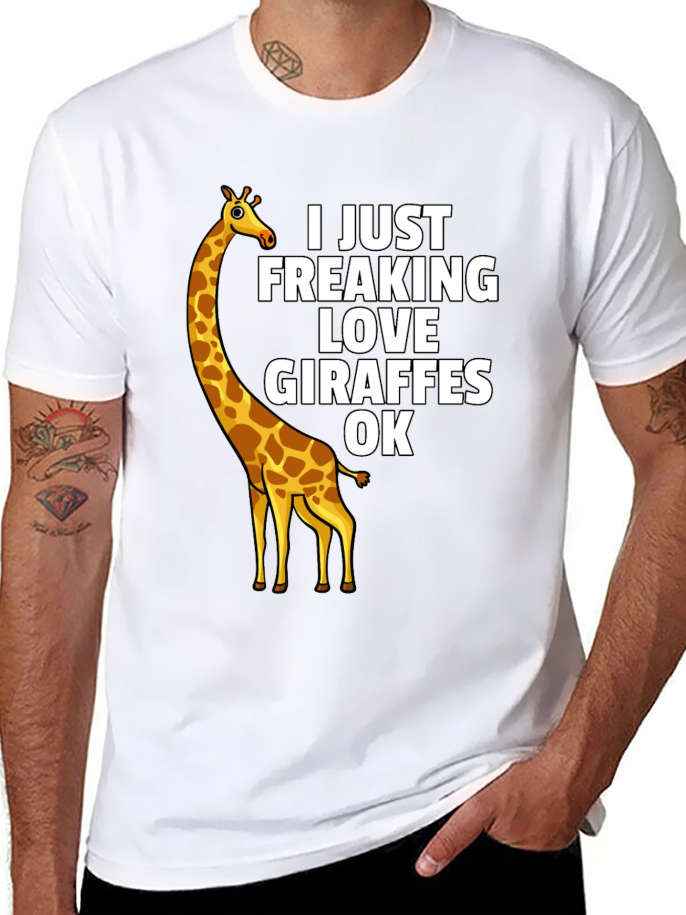 Black I Just Freaking Love Giraffes OK - Graphic T-Shirt view 8