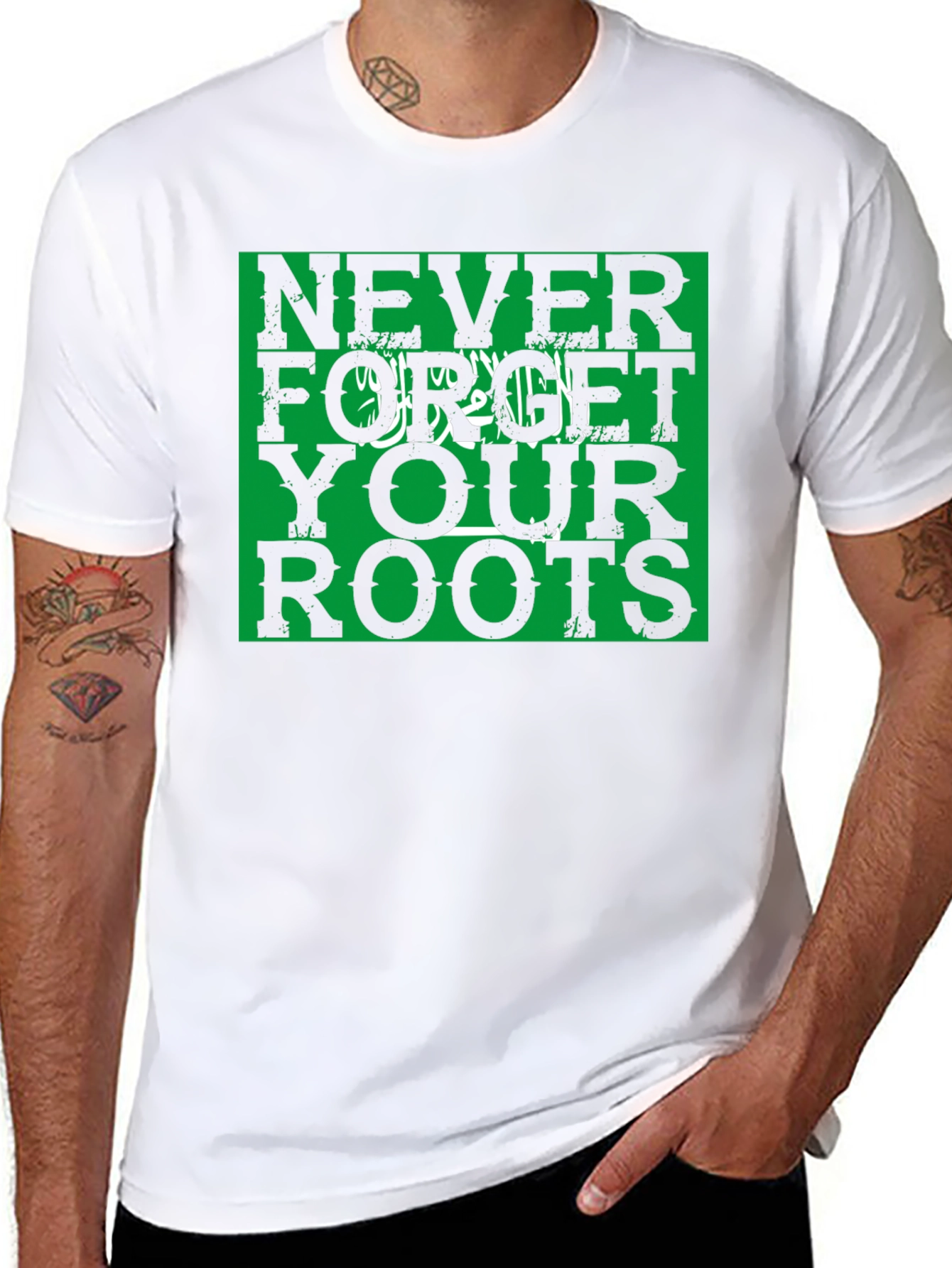 Black Never Forget Your Roots Tee - Saudi Arabia Flag view 8
