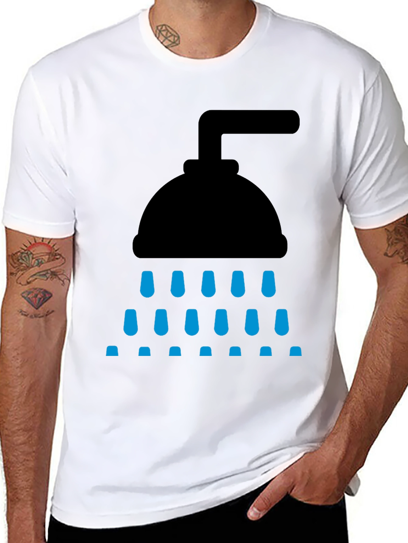 Black Shower Graphic Tee - Black Cotton Blend view 8