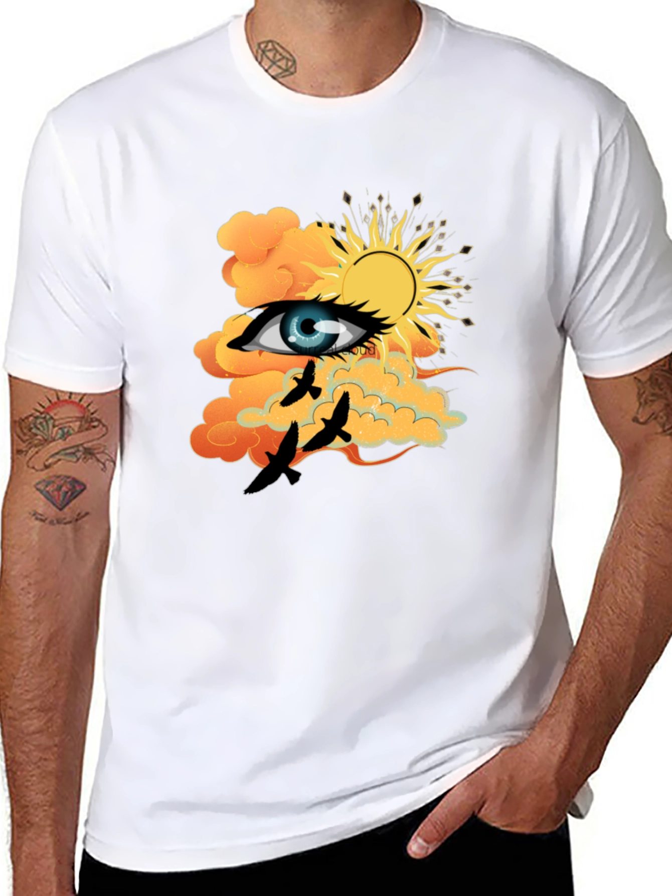 Black Eye & Sun Graphic Tee - Black Cotton Blend view 8