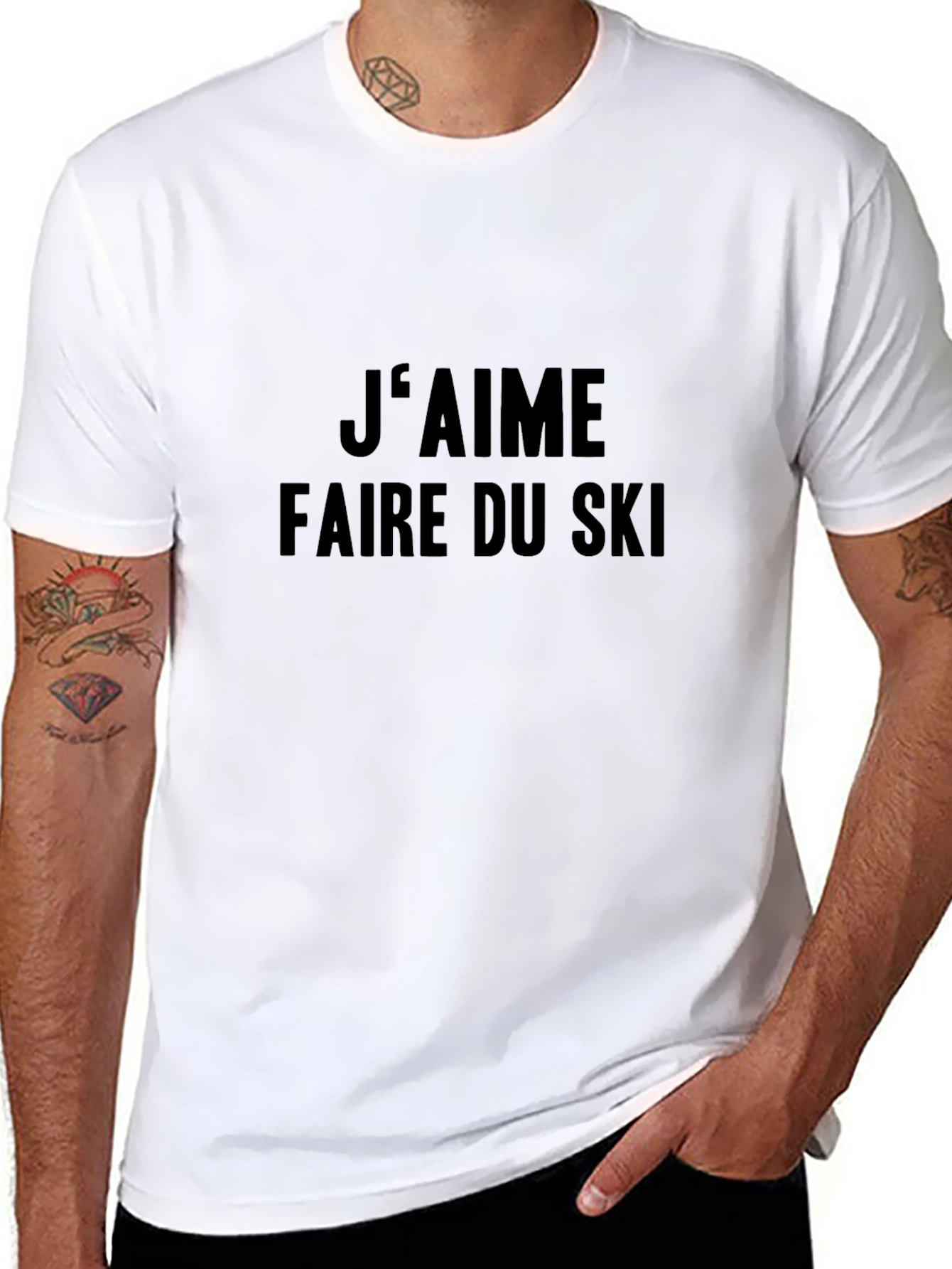 Black J'aime Faire du Ski T-Shirt - Skiing Lover Tee view 8