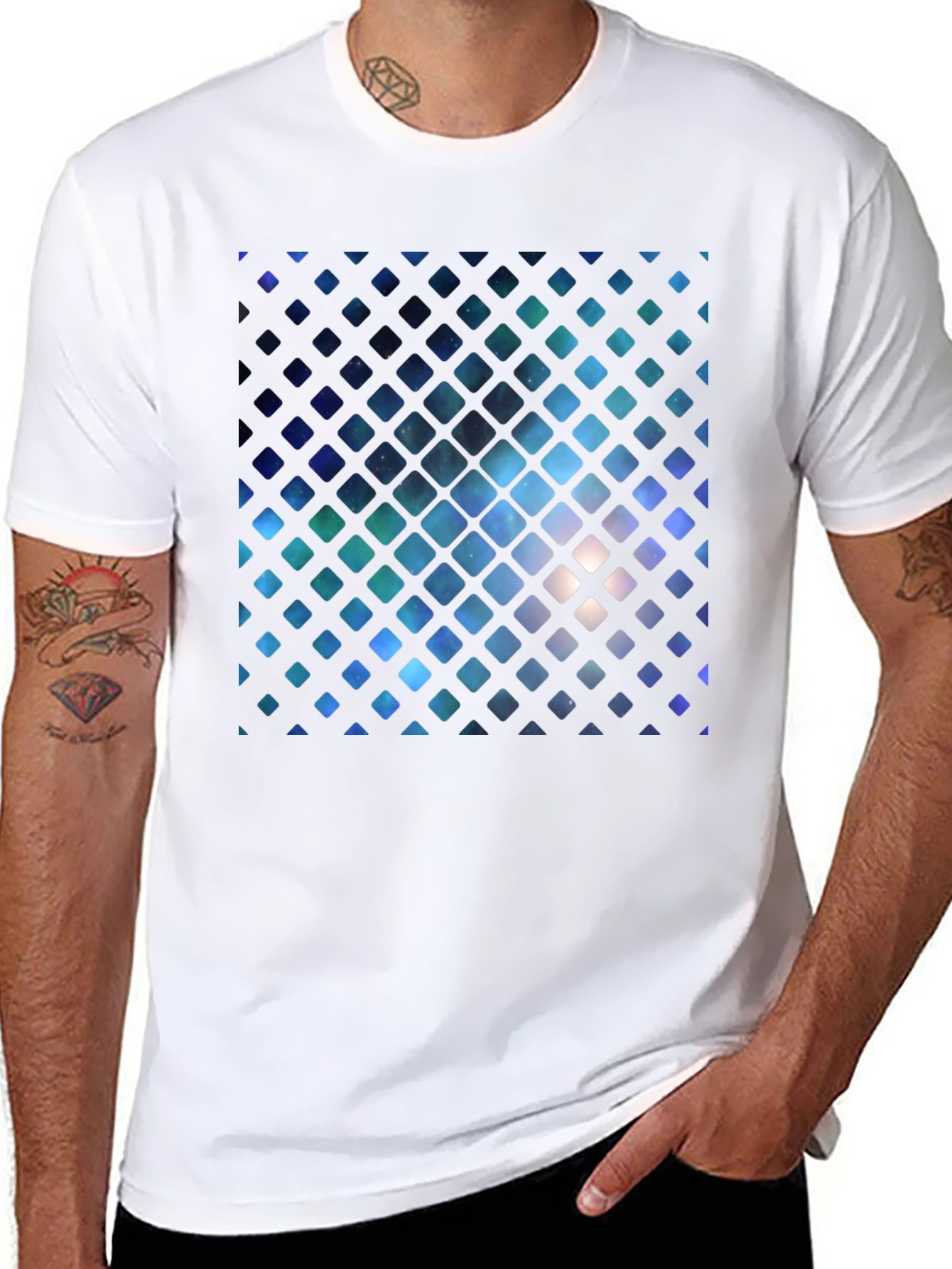 Black Galaxy Grid Graphic Tee view 8