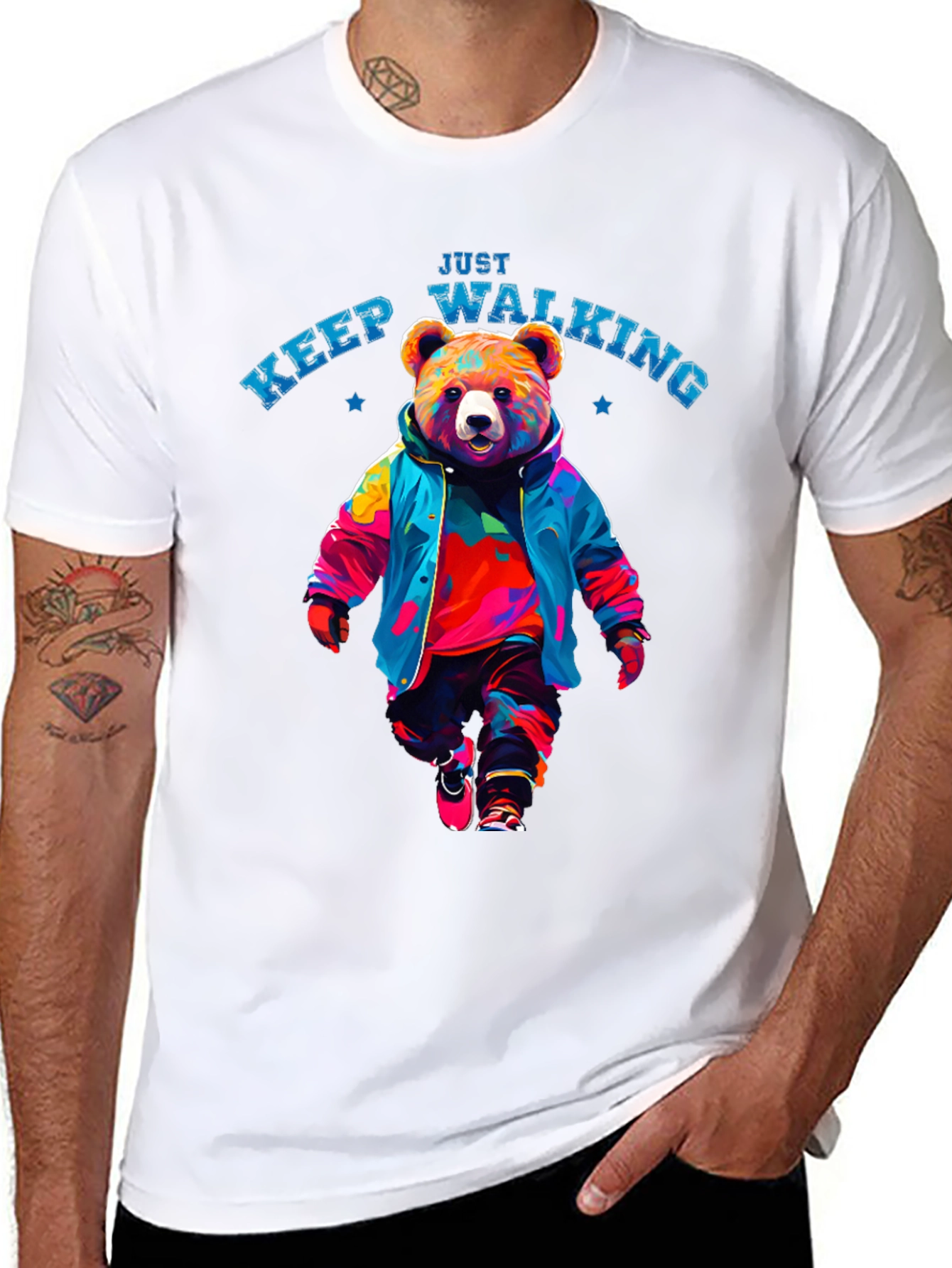 Black Just Keep Walking Bear T-Shirt view 8