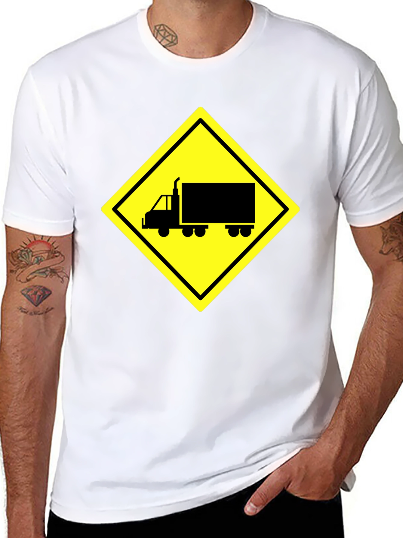 Black Truck Crossing Sign Graphic Tee - Black view 8