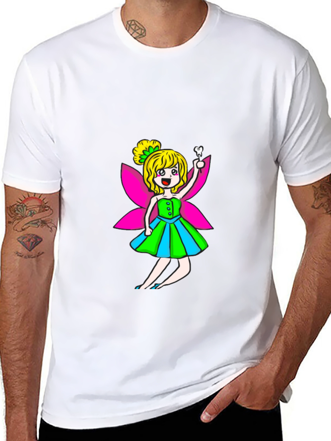 Black Tooth Fairy Graphic Tee - Black Cotton Blend view 8